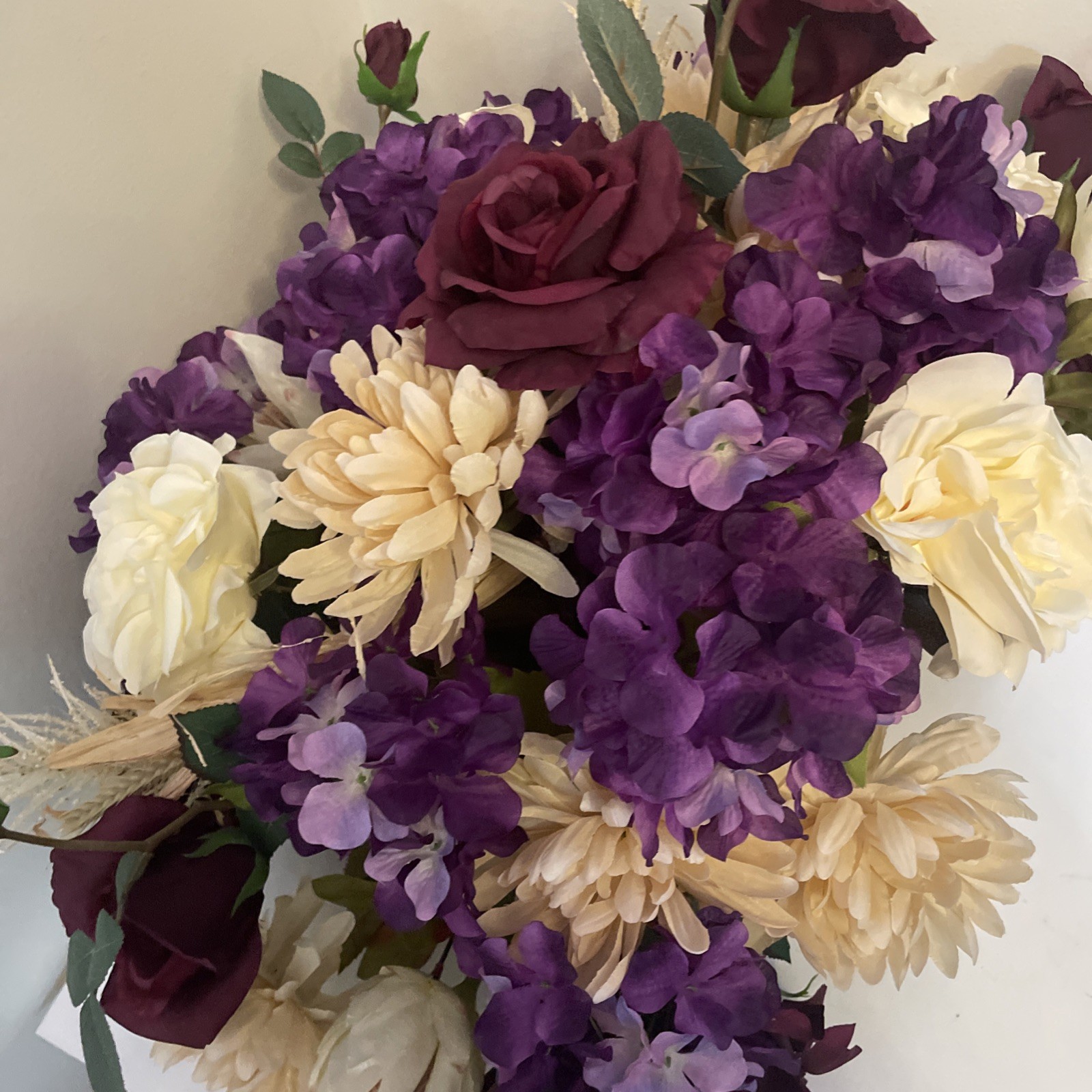 Blush Purple Floral Centerpiece, Romantic Table Decor, Neutral Ivory Arrangement