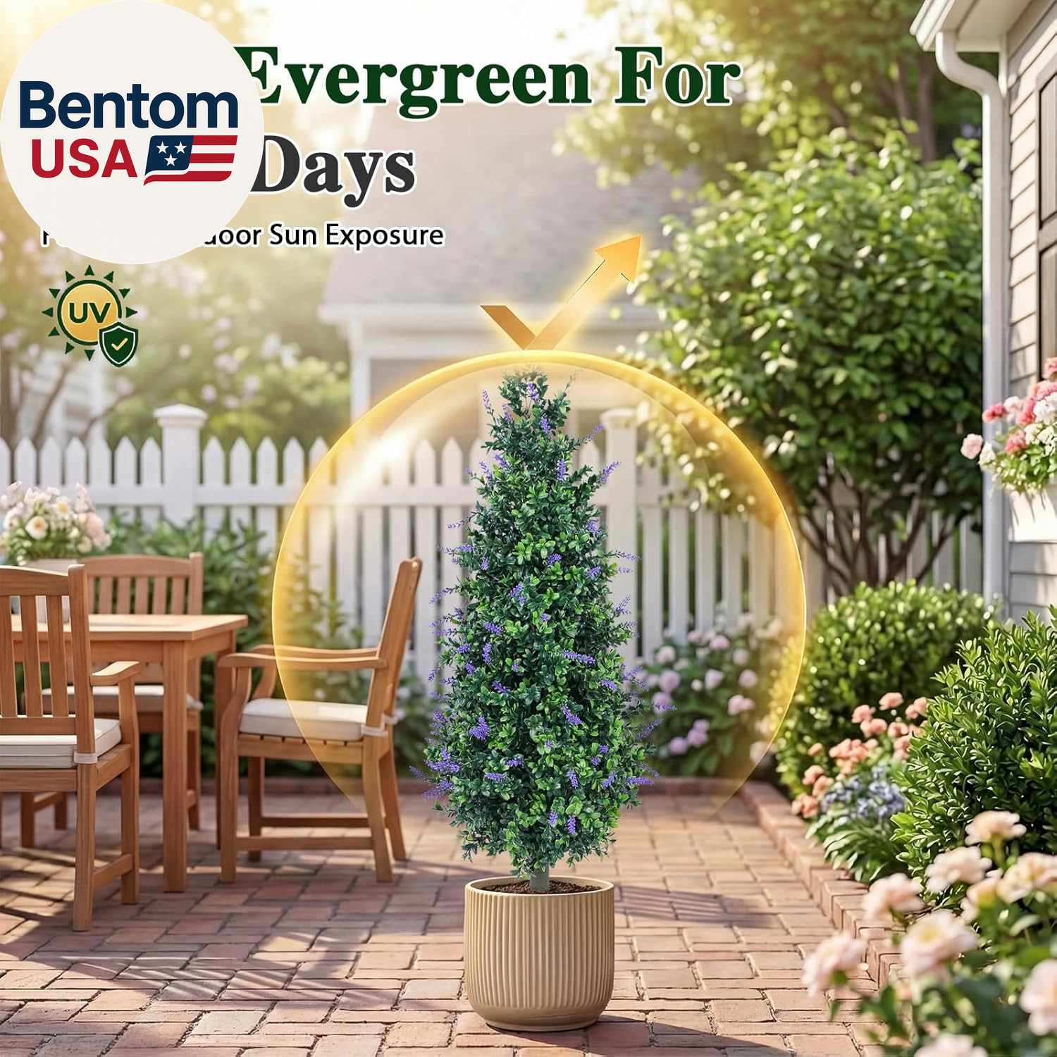 3Ft Artificial Topiary Trees with Lavender Set of 2 Outdoor Faux Plants Artifici