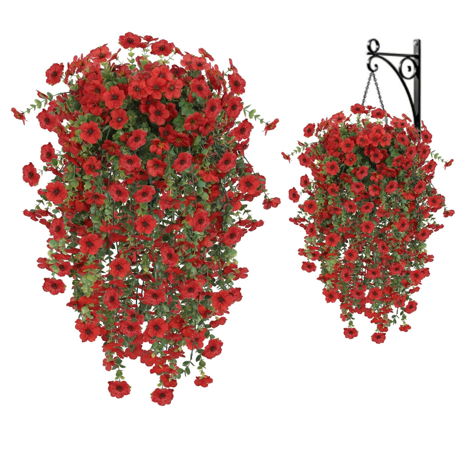 3PCS Artificial Flowers for Outdoors, UV Resistant Fake Hanging Flowers Reali…