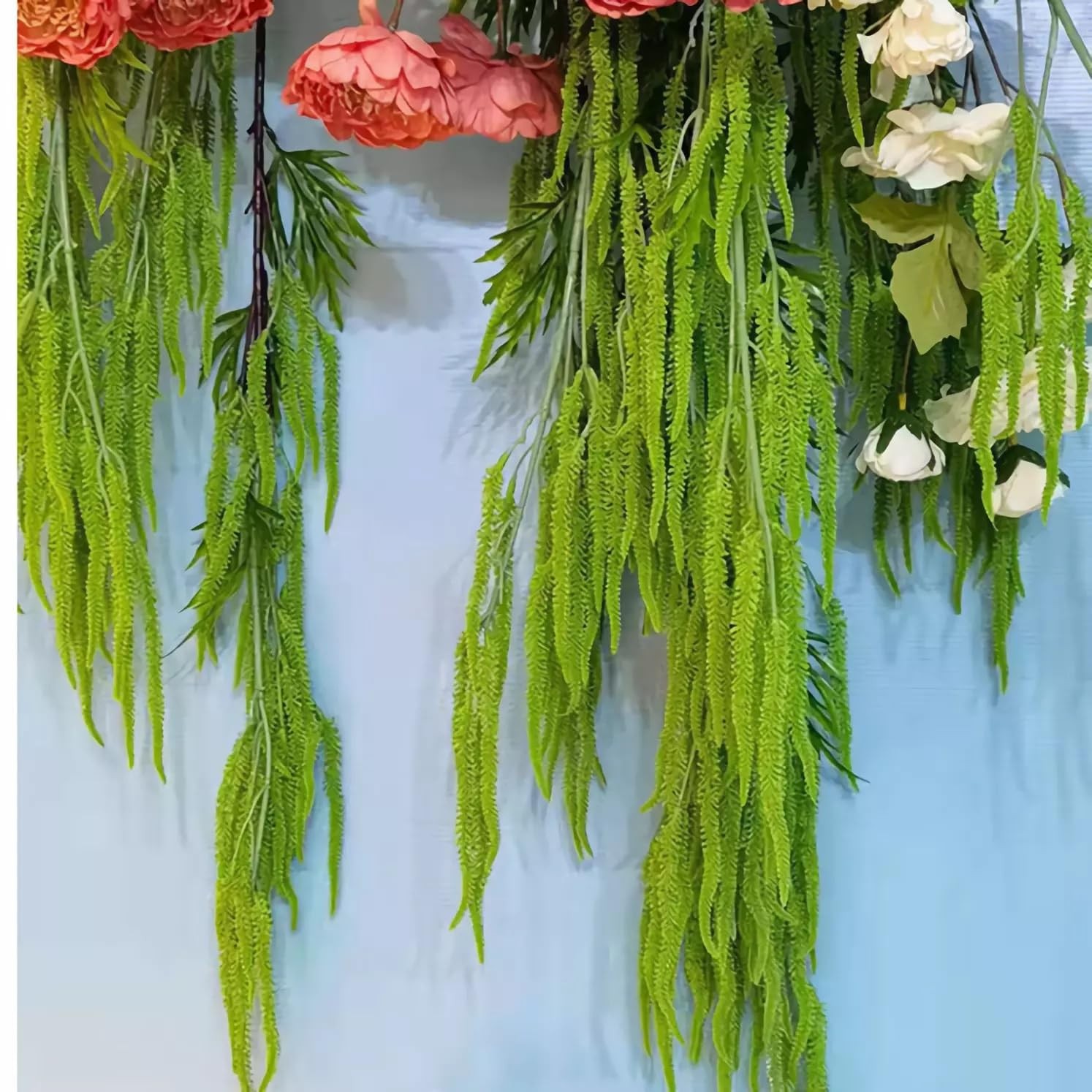 2 PCS Artificial Amaranthus 31 Inch Faux Hanging Green Plants for Vase Decor