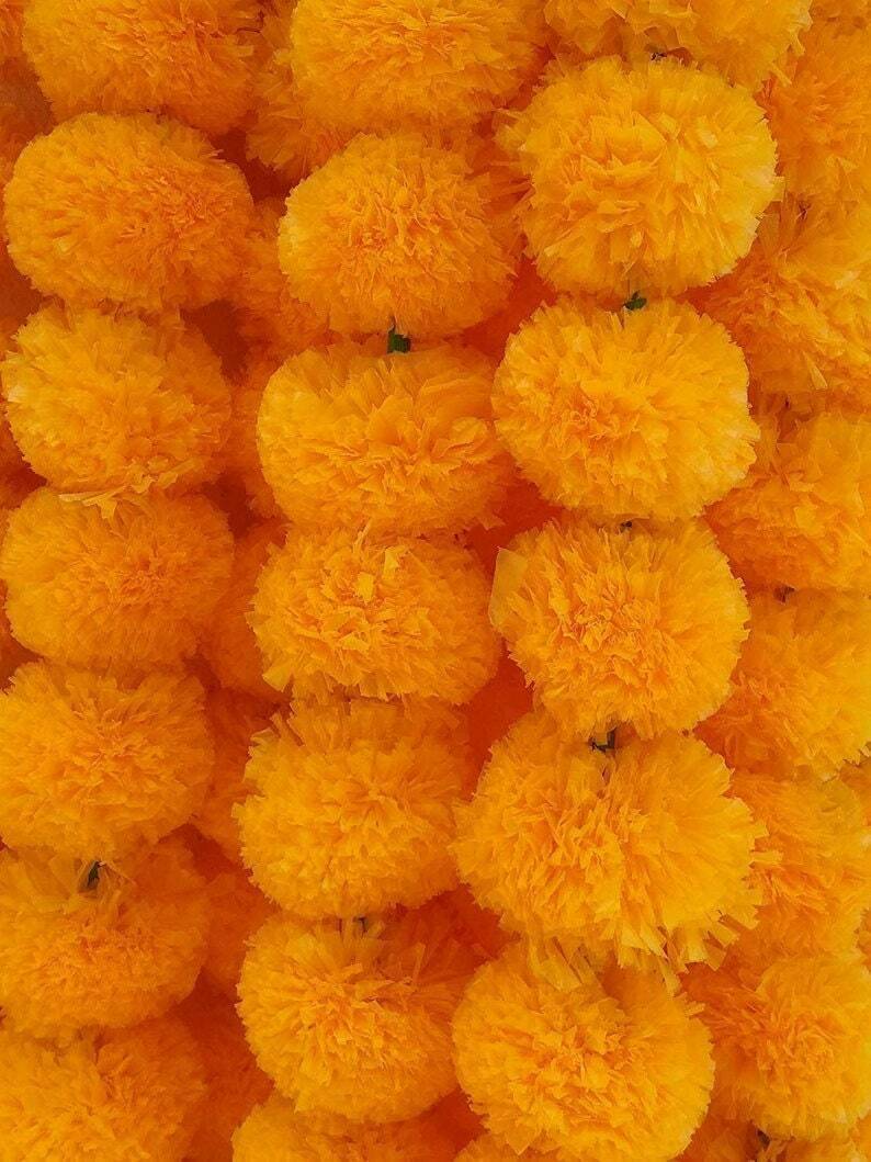 50 PC Flower Garlands Indian/American Party Wedding Decor Artificial Marigold