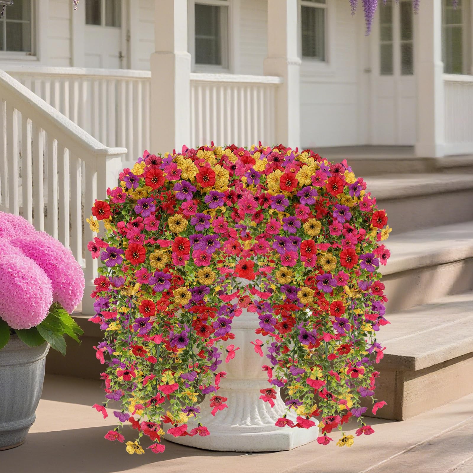 FUTBER 4PCS Artificial Hanging Flowers for Outdoors Summer Decoration, Upgrad…