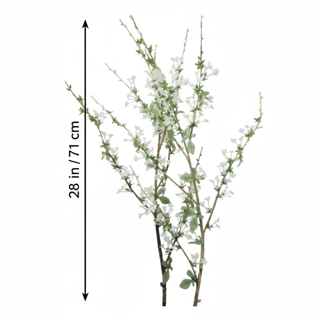 Artificial White Blossom Branch Stems Faux Spiraea Flower Filler Wedding Decor