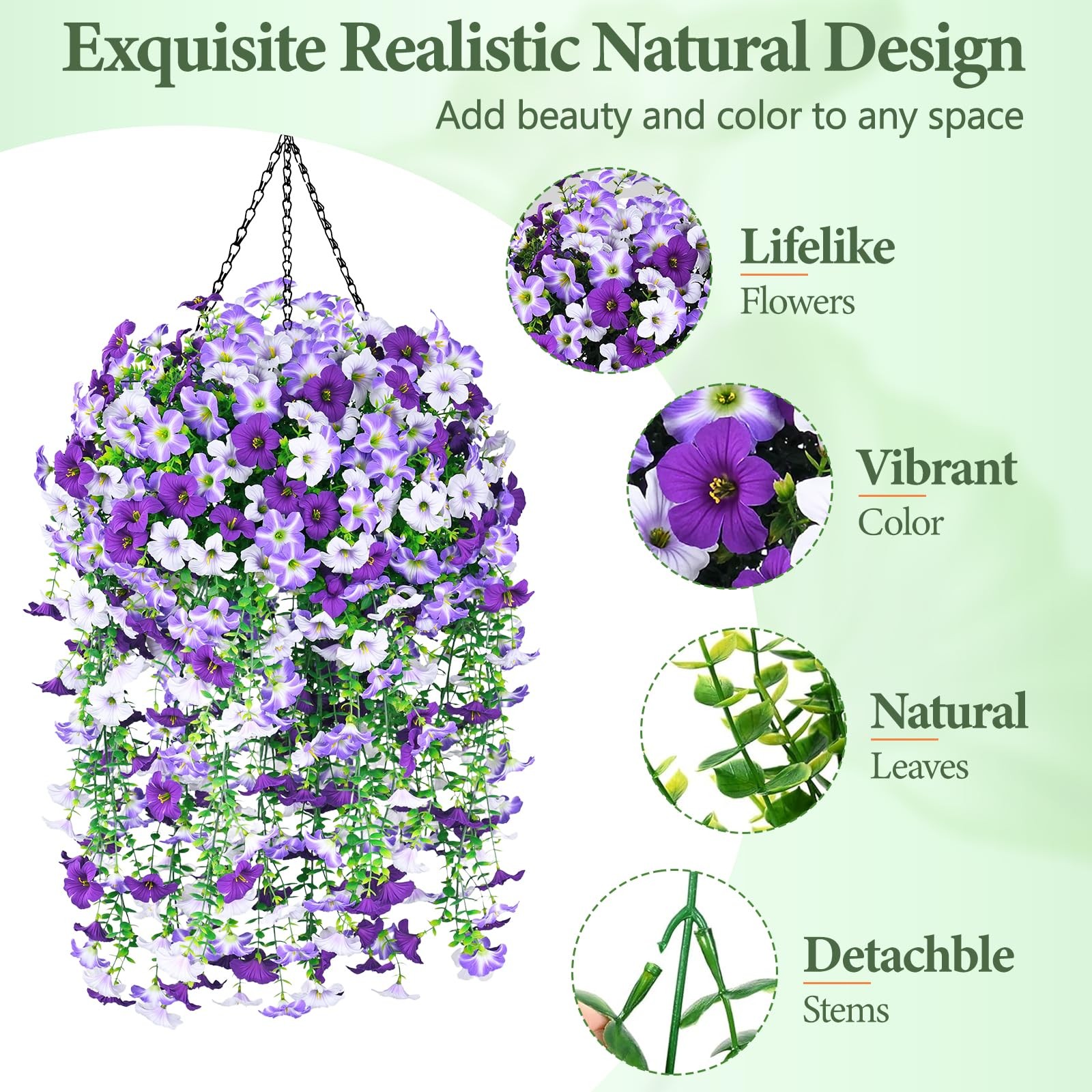 Realistic Artificial Flowers for Outdoors, 2 PCS Full UV Resistant Artificial…