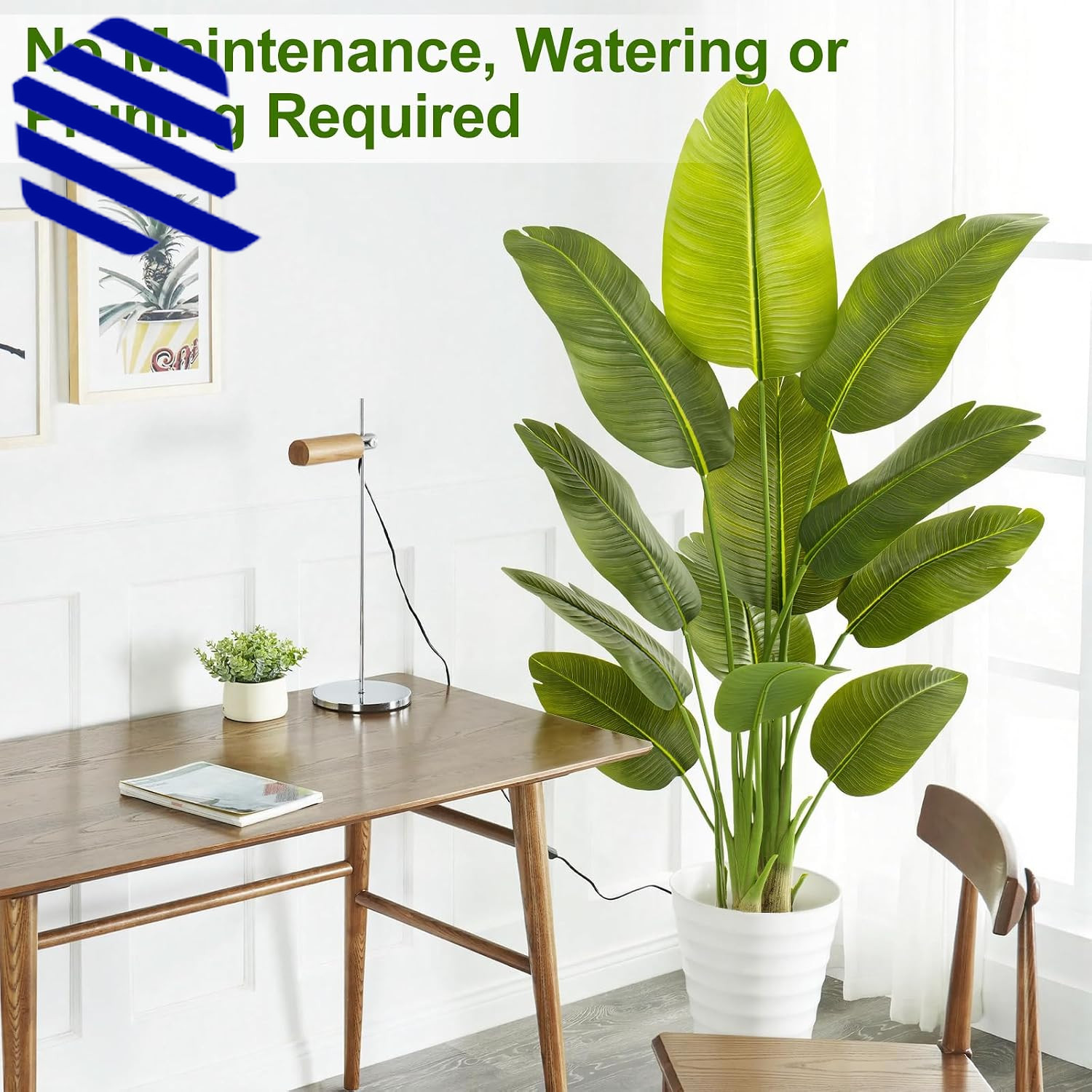 Lifelike Bird of Paradise Artificial Plant 5ft Faux Banana Leaf Tree w 12 Trunks