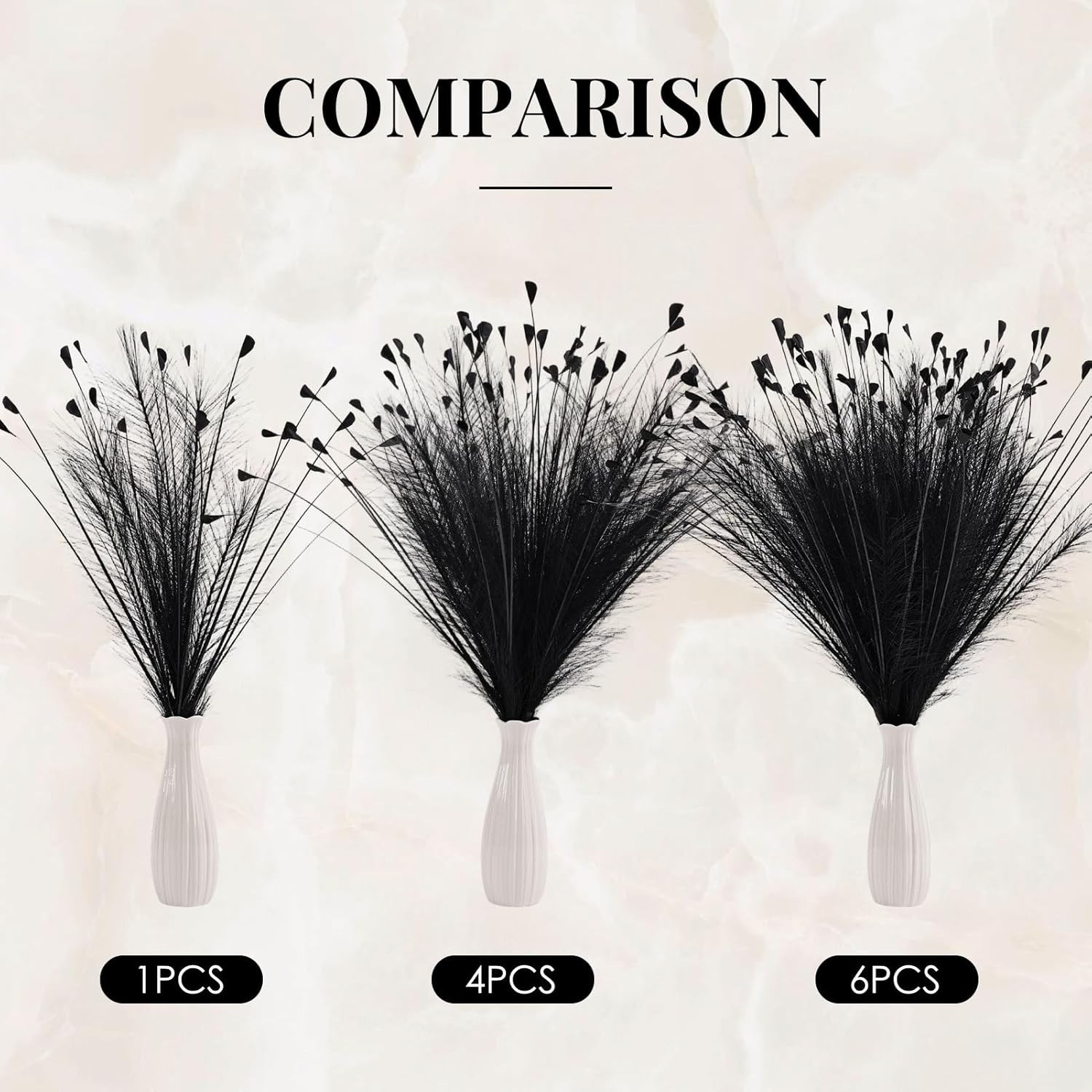 Black Pampas Grass Decor 4pcs 25 Inch Faux Pampas Grass ， Artificial Pampas f…