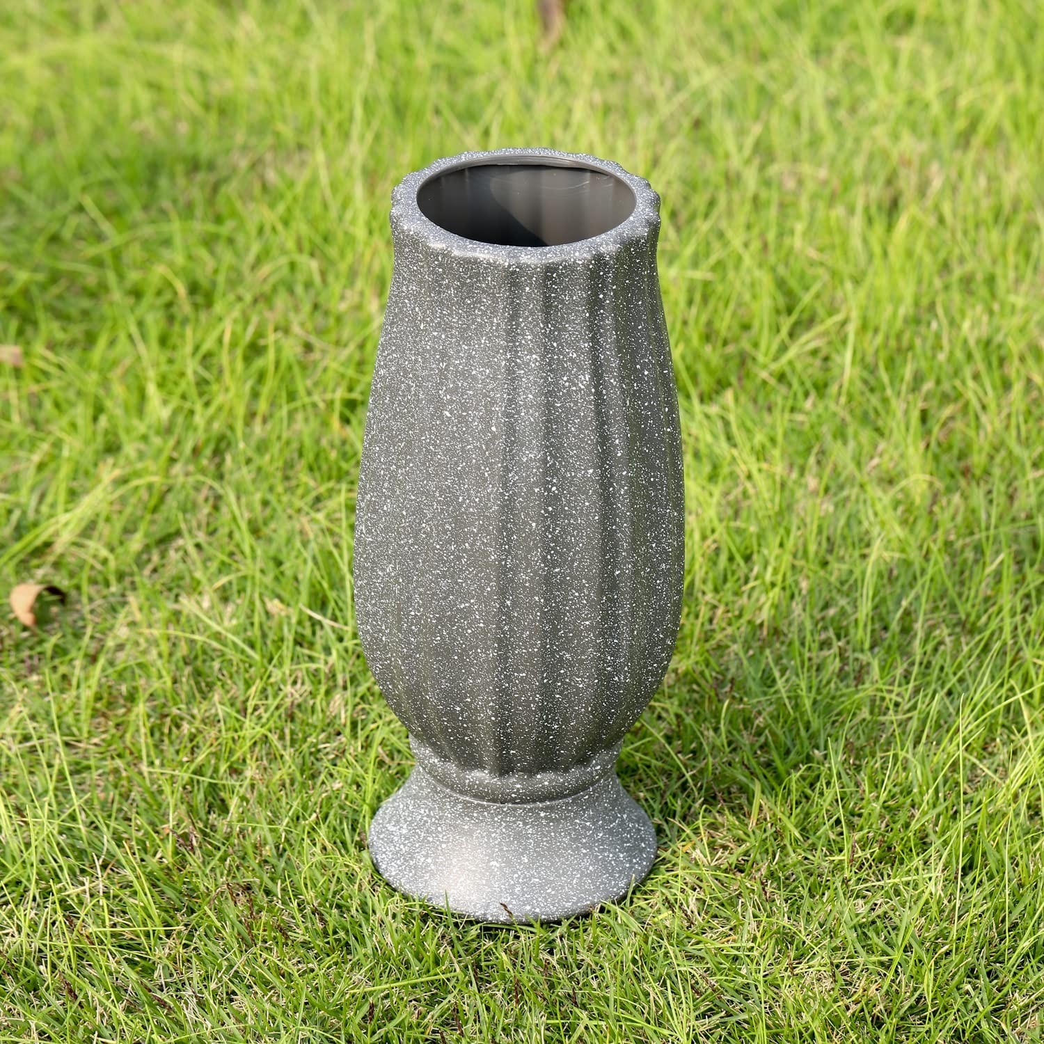 10″ Cemetery Vases with Metal Spike | Flower Holder for Grave Decorations, Drain