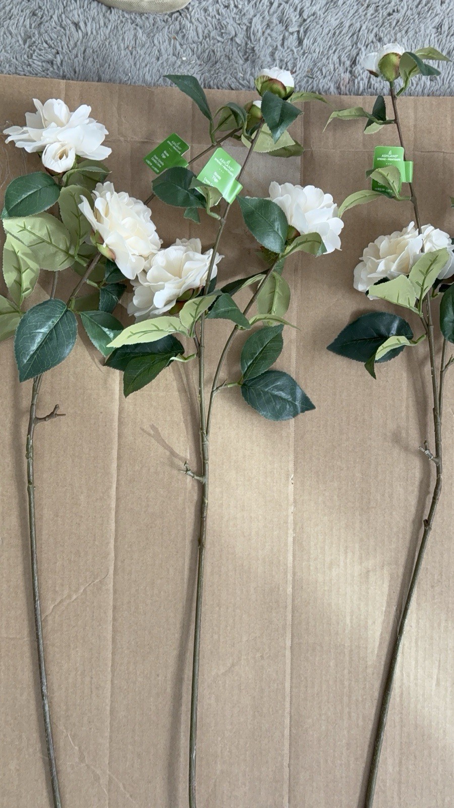 Real Touch White Camellia Long Stem Silk Artificial Flowers-Ashland New