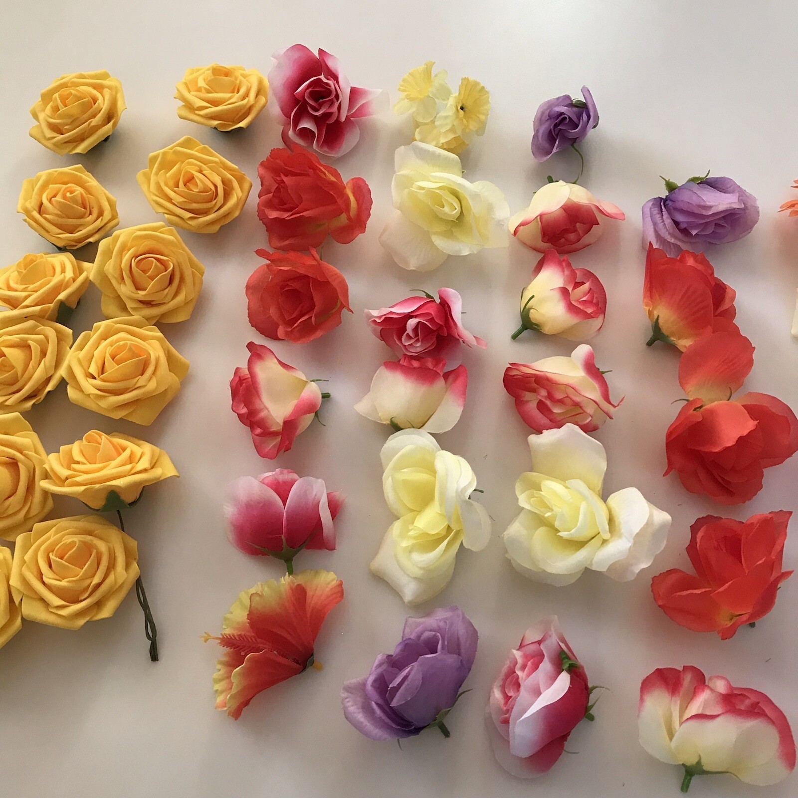 LOT 40 Faux Flowers CRAFT Deconstructed Flowers Fake Rose Foam Fabric Wreath