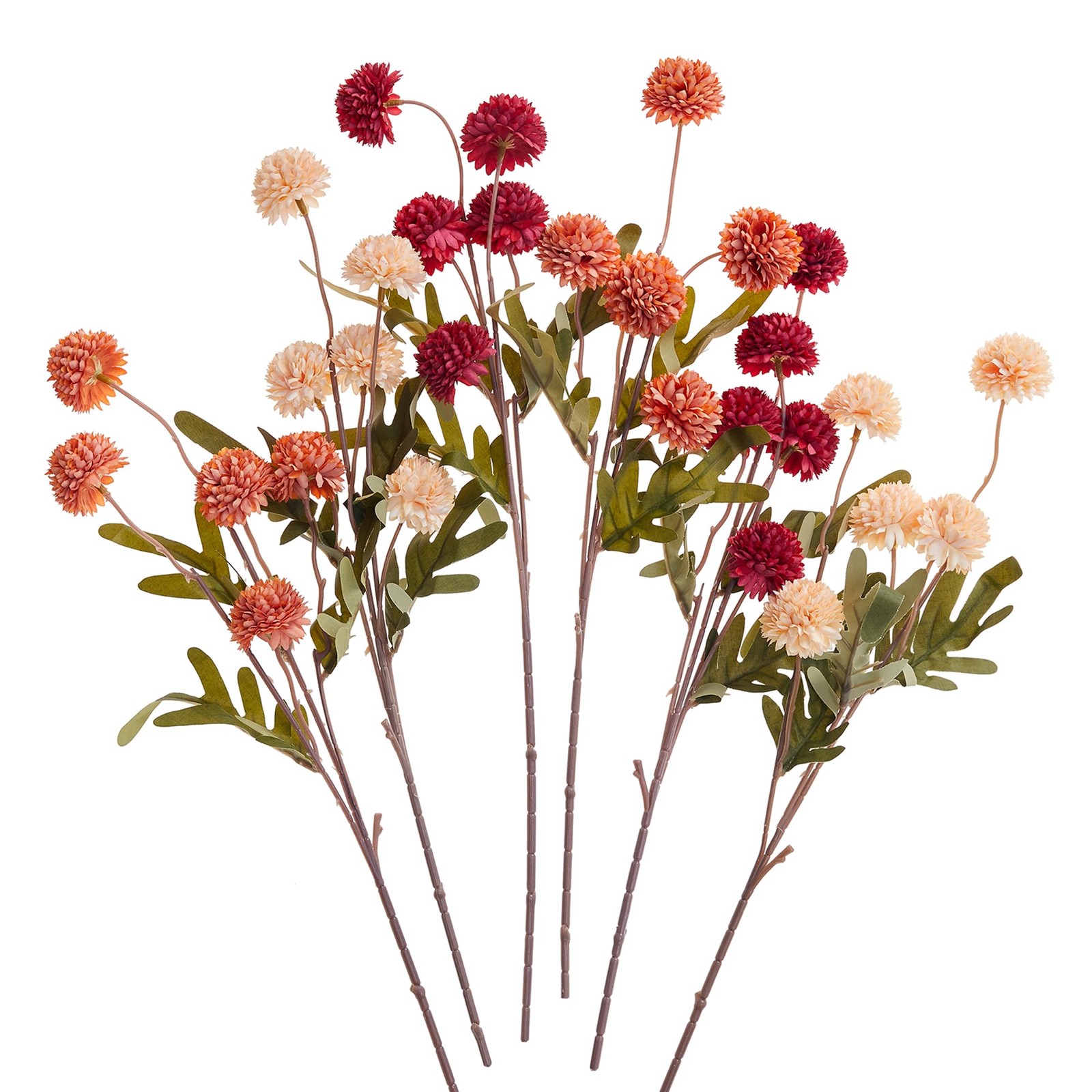 Fall Faux Silk Pompon Mum Artificial Burnt Orange Flowers Fake Mini Chrysanth…
