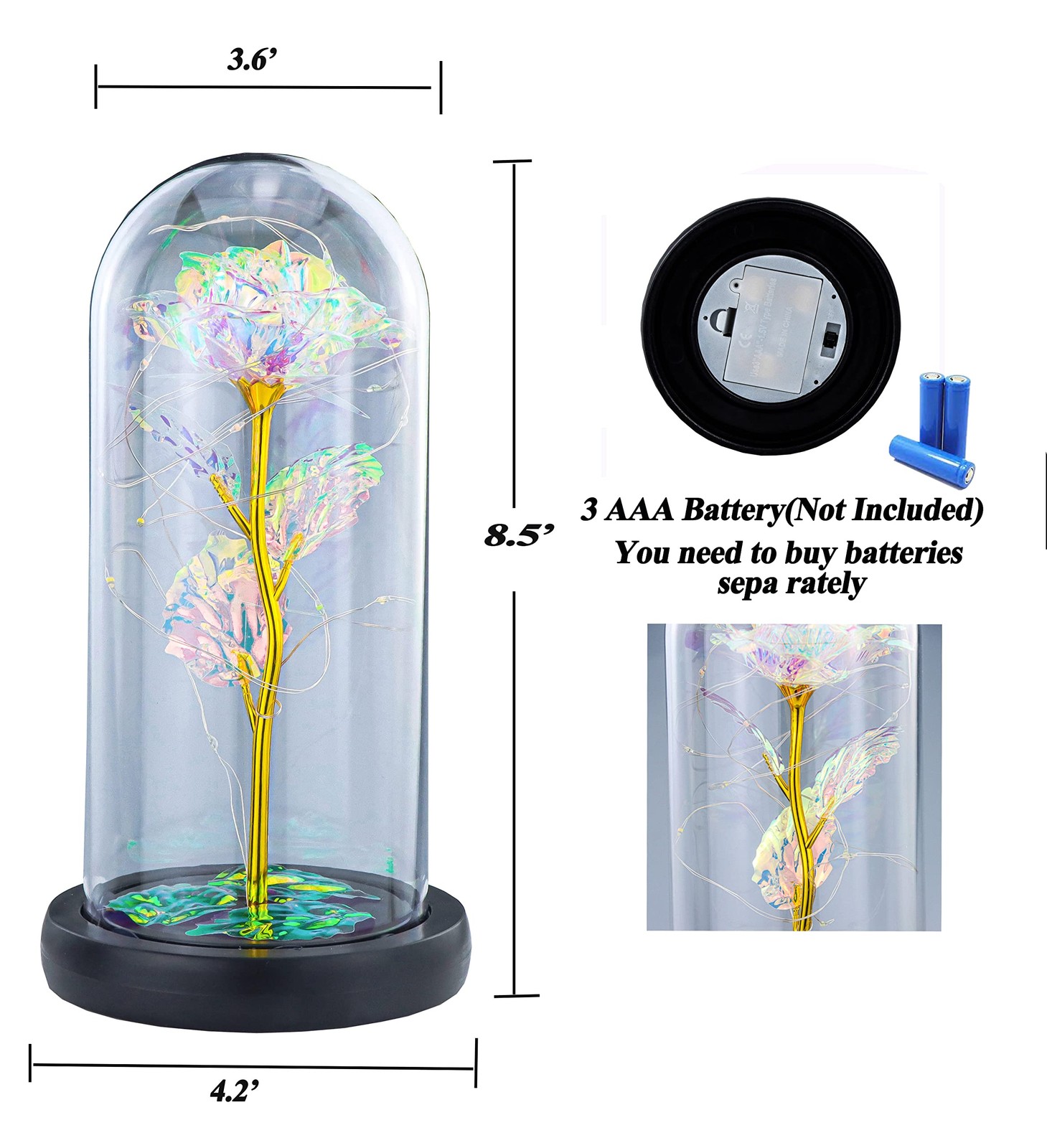 Galaxy-Artificial Rose-Flowers-Forever Enchanted Rose with Colorful LED Light…