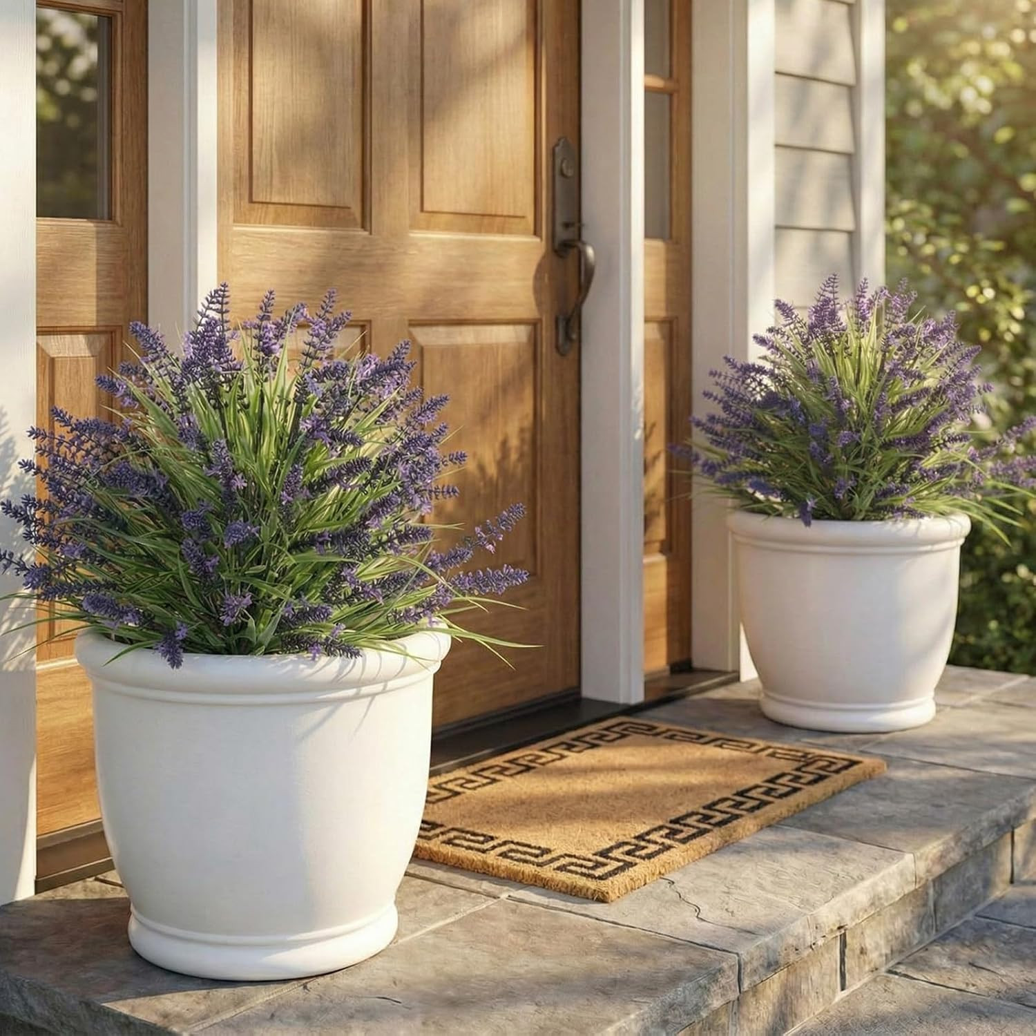 23″ UV Resistant Artificial Lavender Topiary Ball Trees – 2 Pack for Garden Deco
