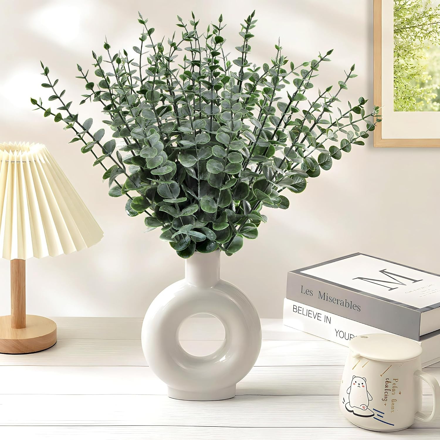 40pcs Artificial Eucalyptus Stems Fake Eucalyptus Leaves Greenery Stems for I…