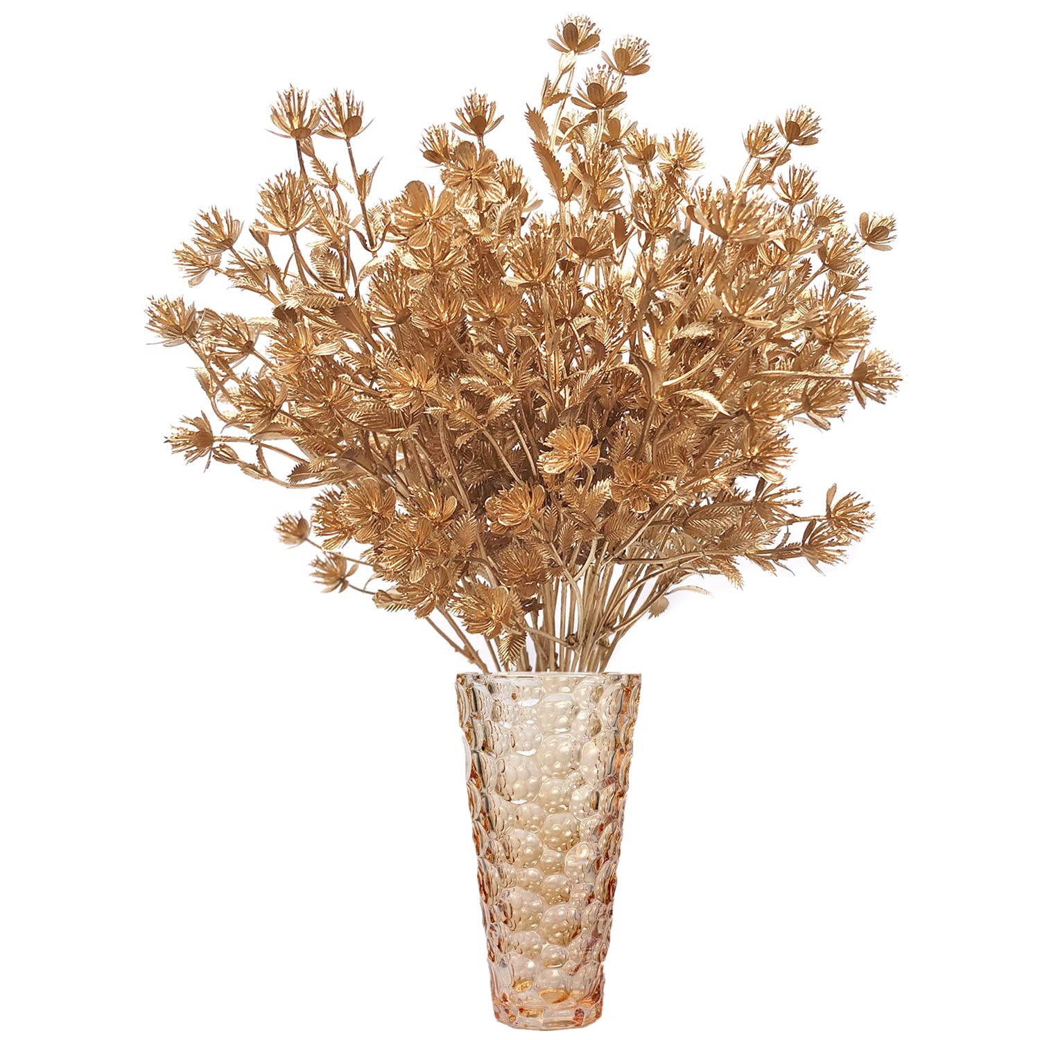 Artificial Flowers Golden Baby Breath Gypsophila, Fake Plant Bush Grass Decor…