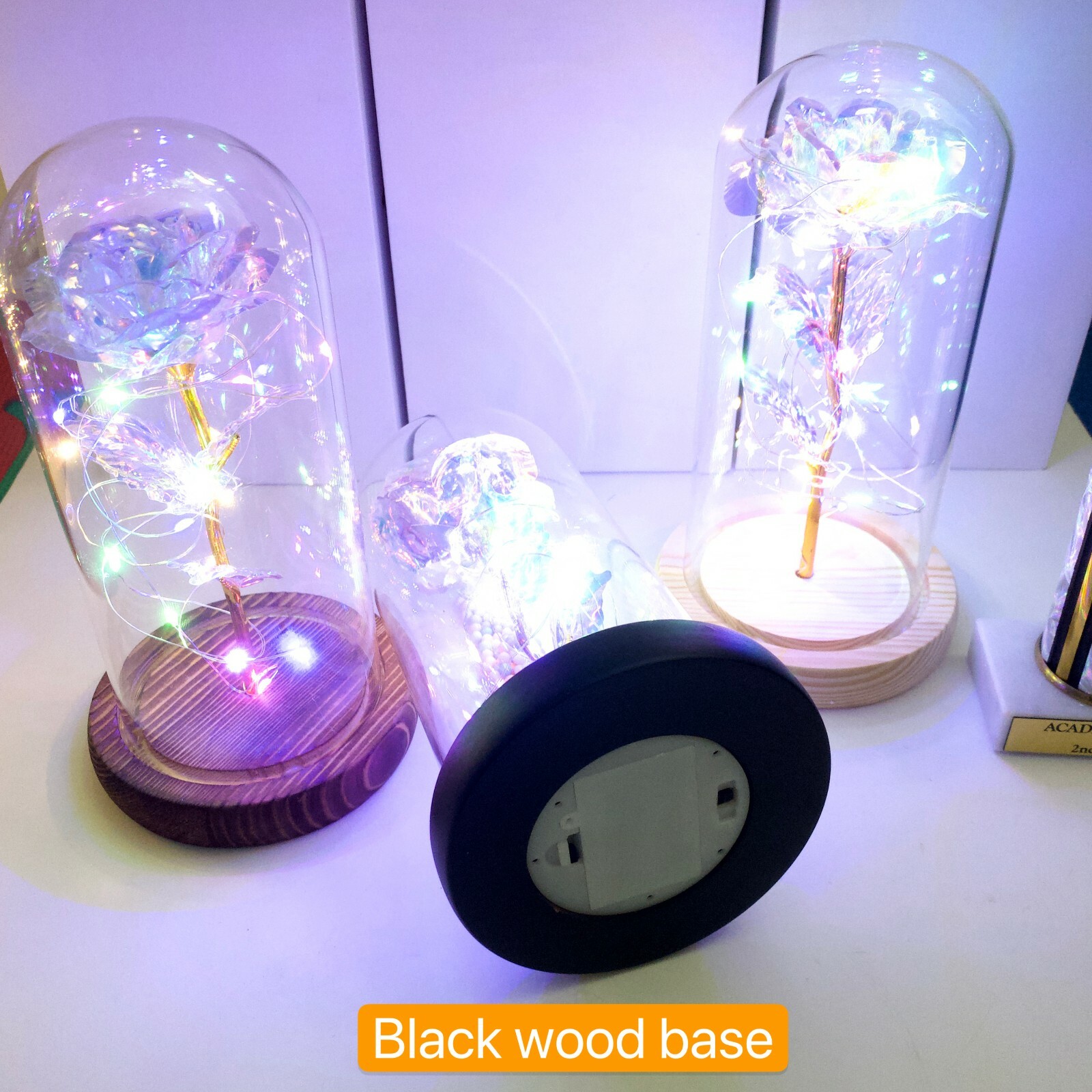 crystal Galaxy rose in the glass dome 20 led lights gift for girlfriend mom wife