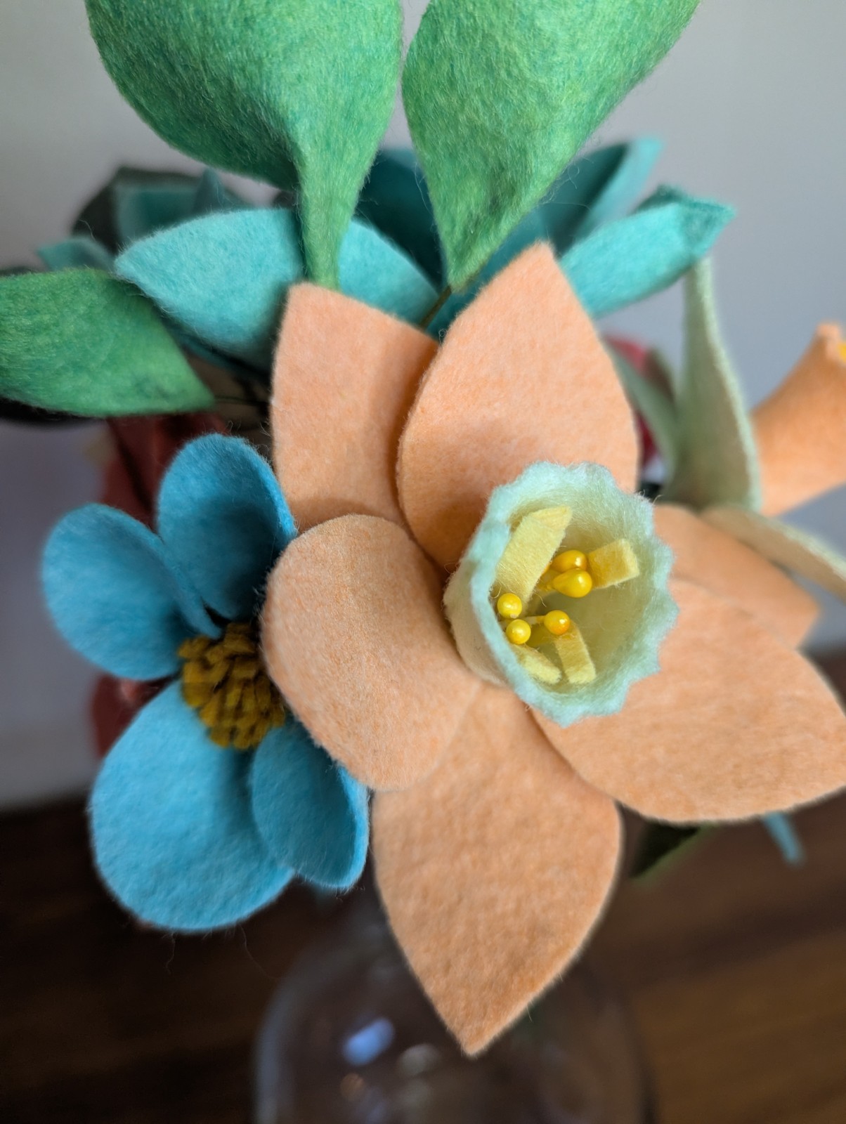 Beautiful Hand Cut Wool Blend Felt Flower Bouquet Gift Wrapped/Great Gift Idea!