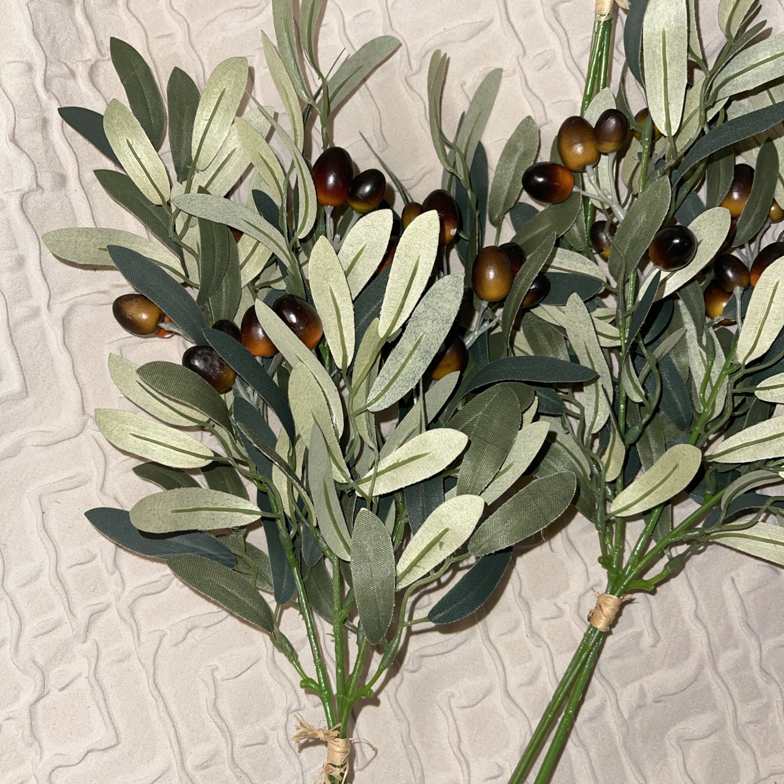 Artificial Decorative Greenery Olive Branch Stems – 9 Total Pieces – 15”