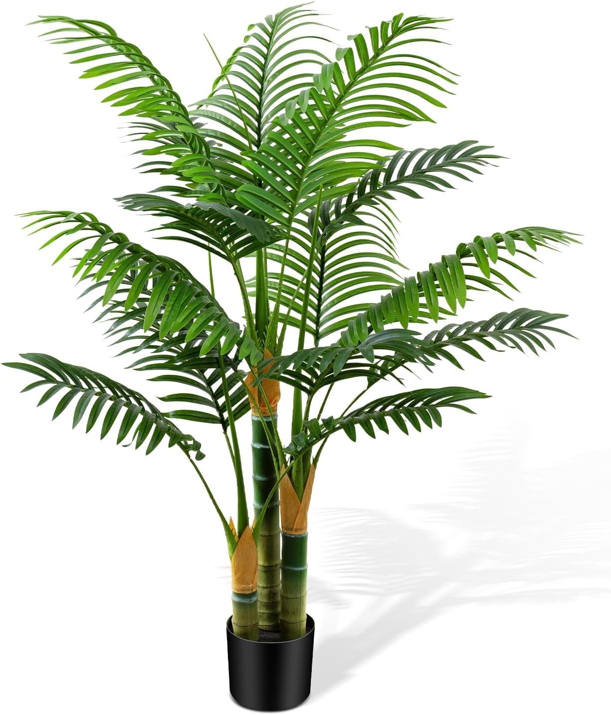 4ft Tall Golden Cane Artificial Tree Palm Outdoor, Large Artificial Plants Ou…