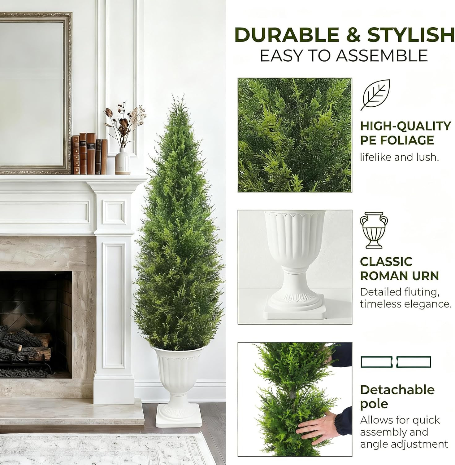 Set of 2 Realistic 4.5FT Artificial Cedar Trees for Indoor/Outdoor Decor