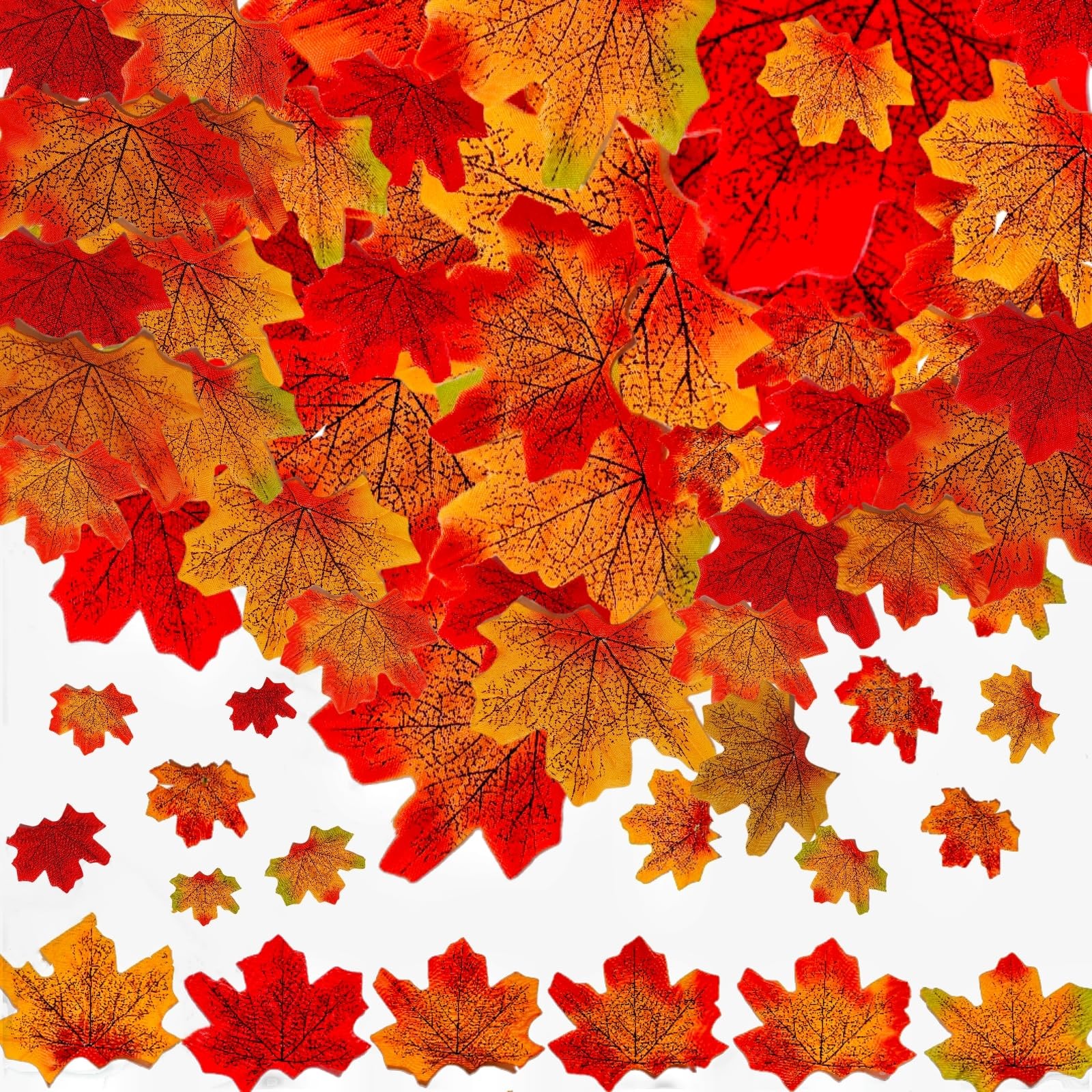 300 Pcs Artificial Autumn Maple Leaves, Mixed 6 Colors Fake Fall Leaves Decor…