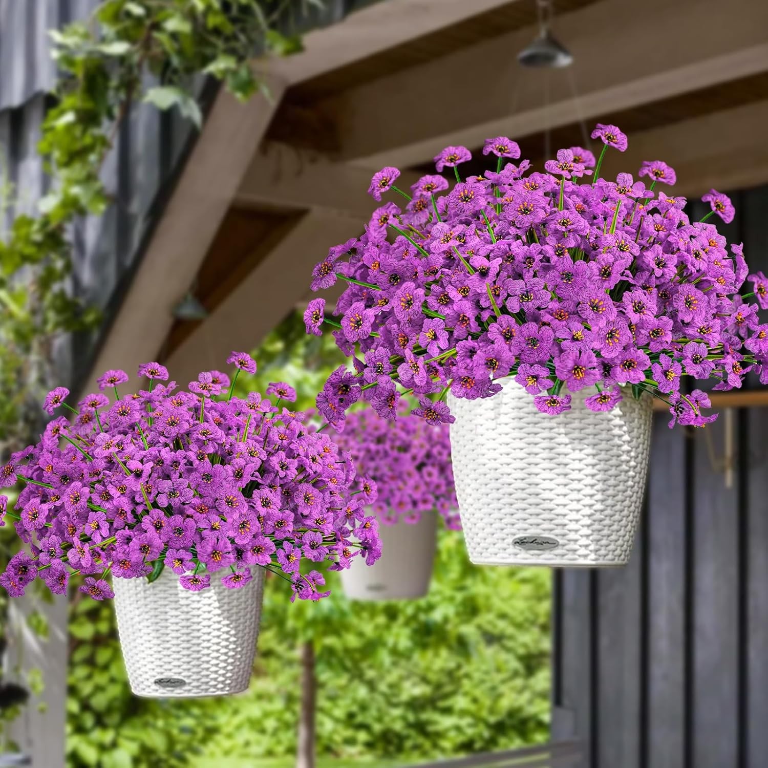 48 Bundles Outdoor Artificial Flowers UV Resistant Fake Silk Flower Faux Plastic