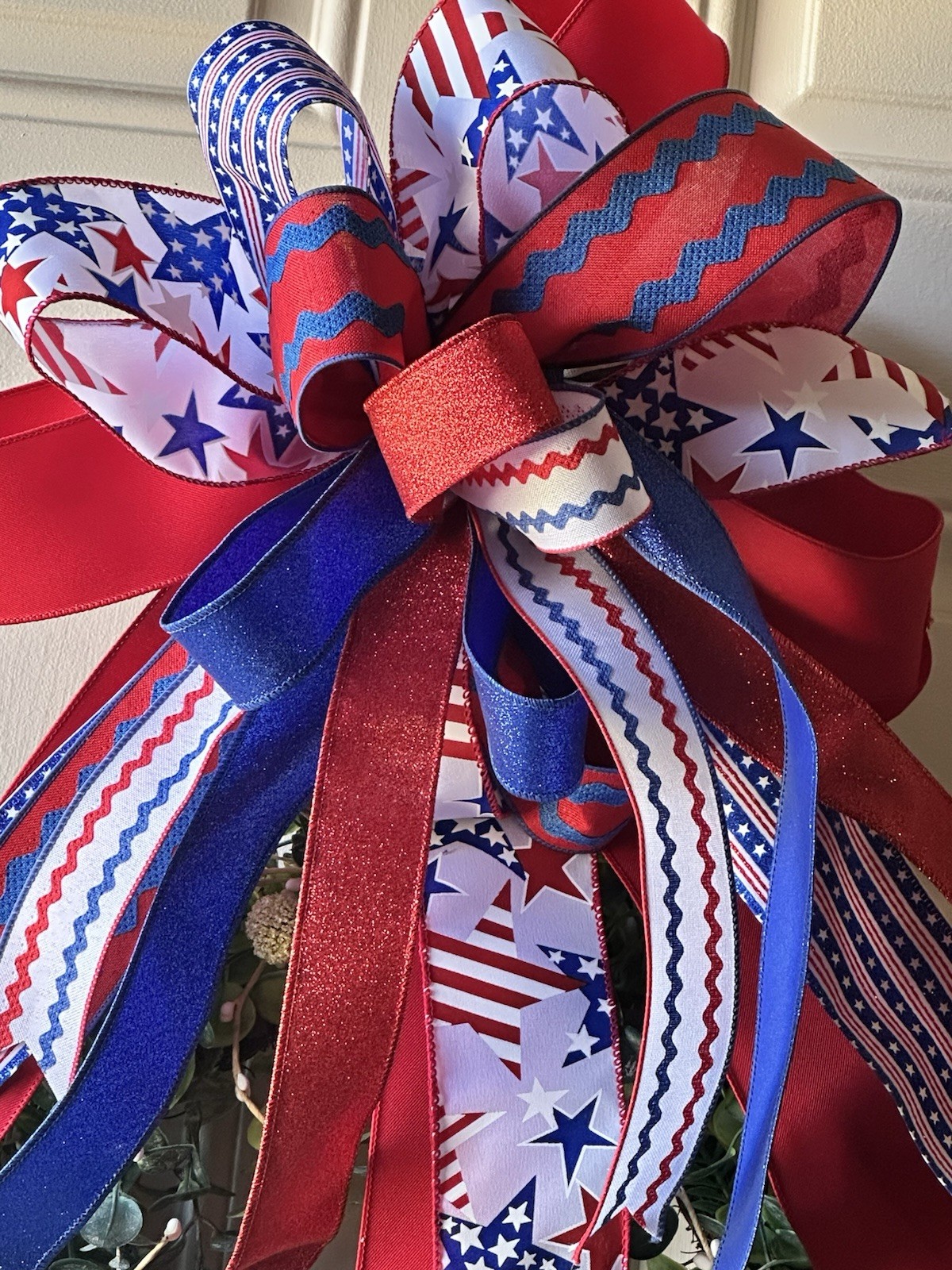 Patriotic Custom Bow Red, White, And Blue FUN Patterns Bow Only