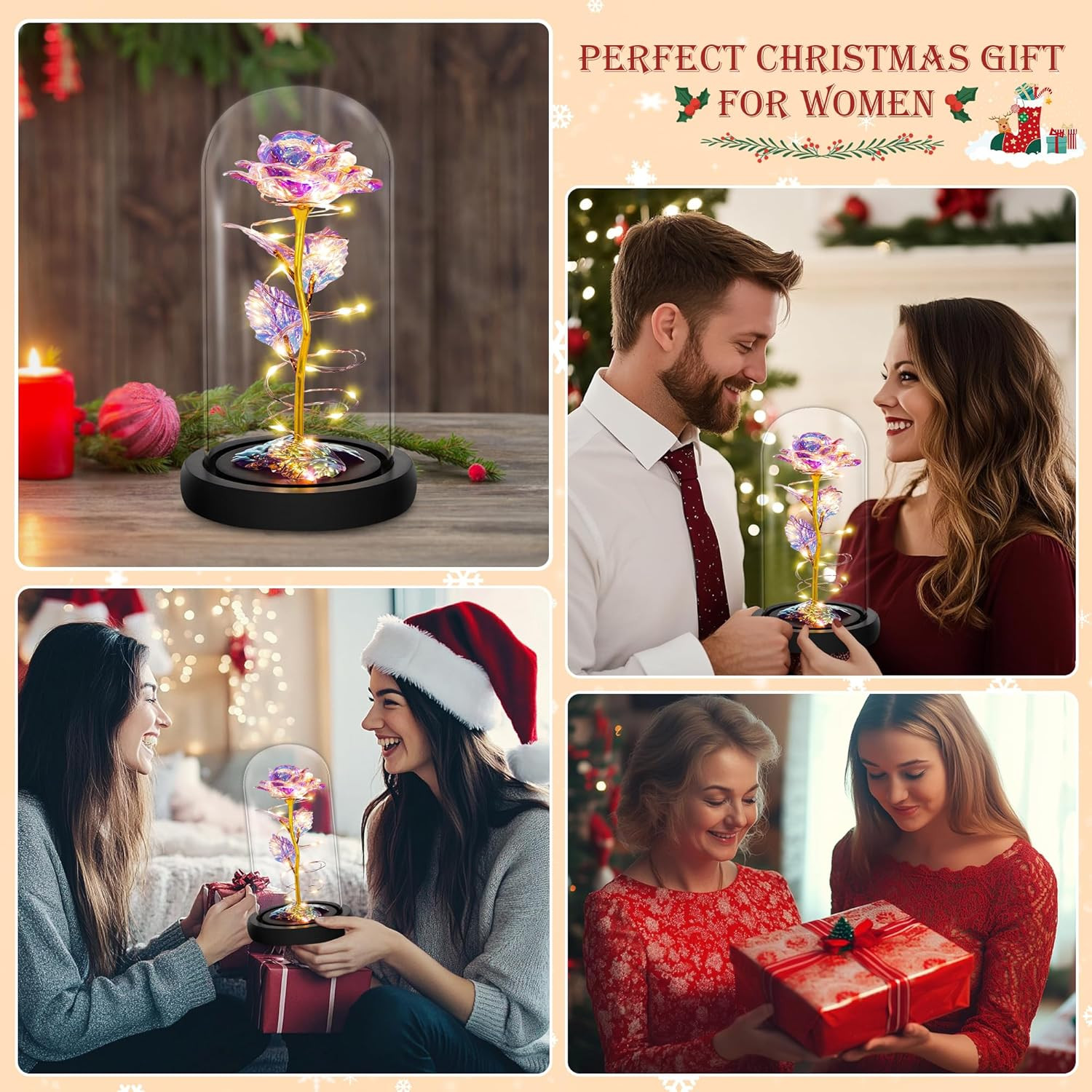 Christmas Rose Gifts for Women,Birthday Gifts for Women Mom Christmas,Flowers fo
