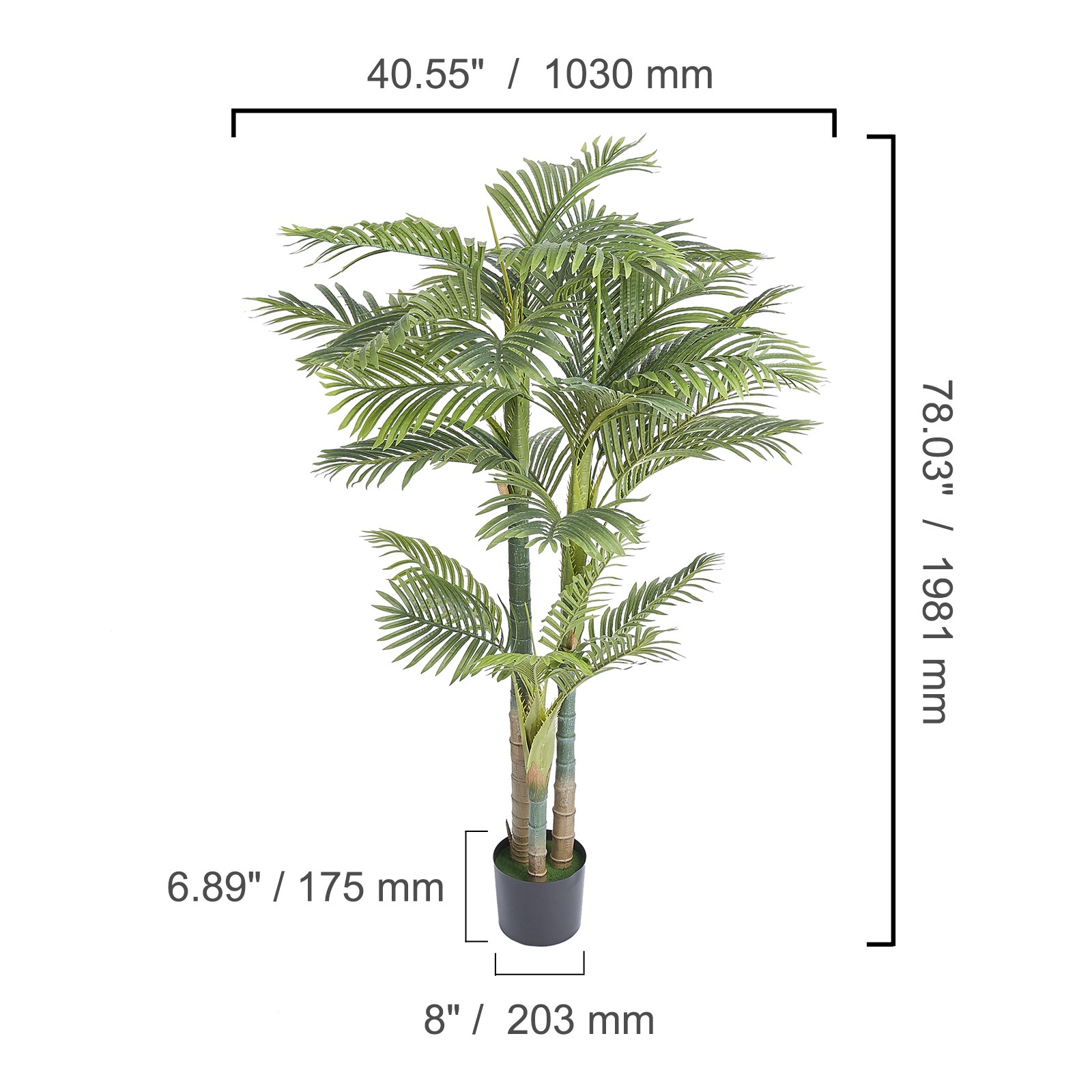 Uimoso 6.5 FT Artificial Golden Cane Palm Tree Green Faux Decorative Plant