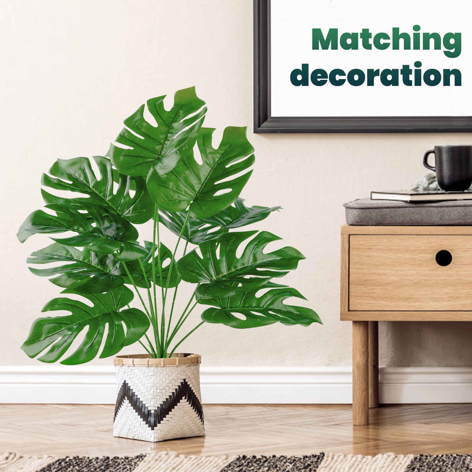 28 Inch Artificial Palm Tree Plant Pot for Indoor Outdoor Office Decor