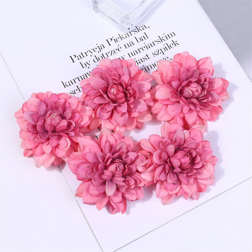 Dahlia Silk Artificial Wreath Flowers Wedding Home Decorate Fake Head Flower 5pc