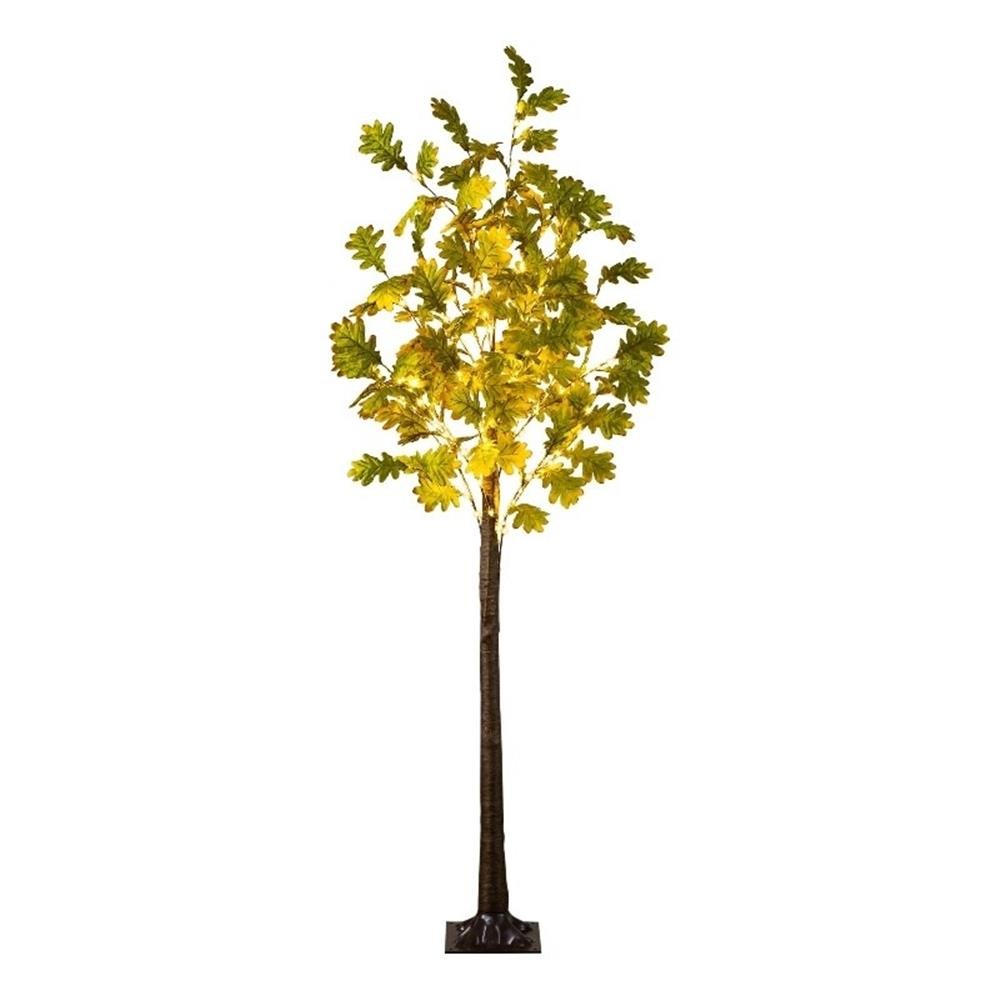 Nearly Natural 5ft Pre-Lit Green Autumn Oak Fall Tree w/ 200 Warm White LED