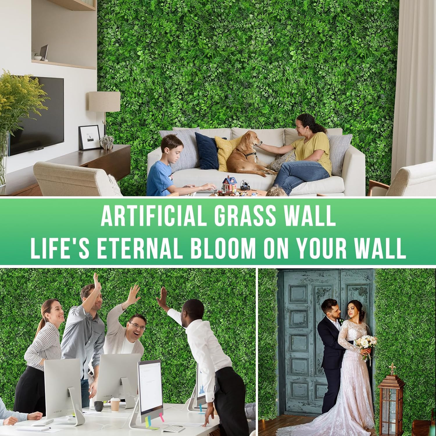 20″X20″ Artificial Hedge Grass Wall, 8PCS Boxwood Panels, Greenery Backdrop Panl