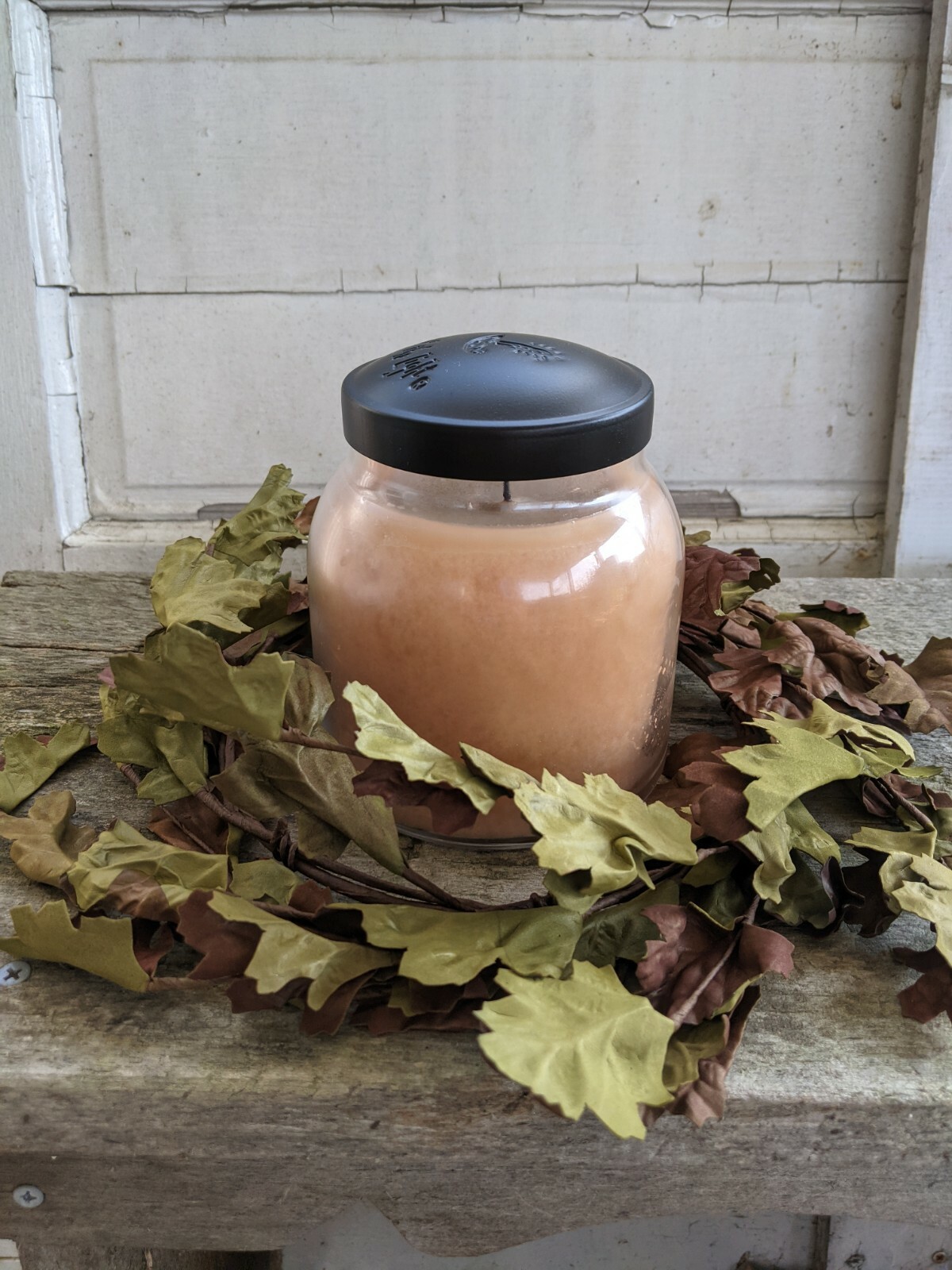 OLIVE LEAF CANDLE RING Wreath Leaves Fall Autumn Country Farmhouse 13″ x 6.75″