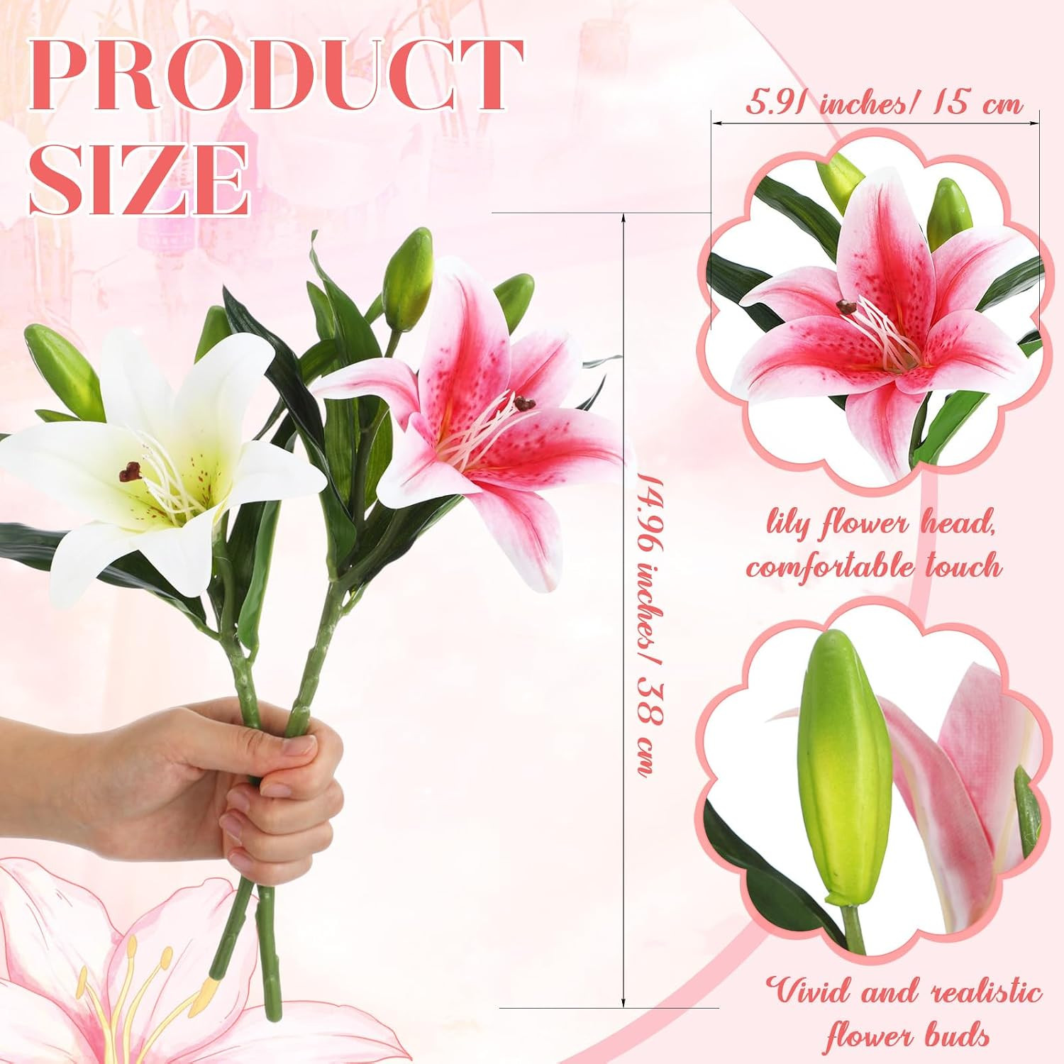 16 Pcs Faux Tiger Lily Flowers for Home Decor & Wedding Arrangements