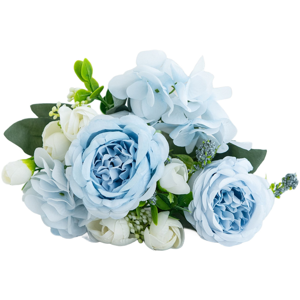 Wedding Bouquet with Silk Peony Hydrangea Flowers for Home Decor Display