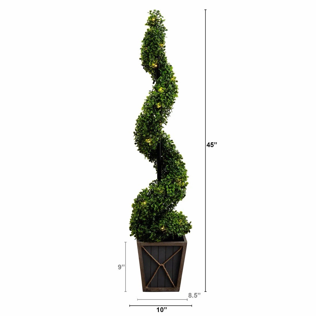 45” UV Resistant Artificial Boxwood Spiral Topiary Tree w/LEDs (Indoor/Outdoor)