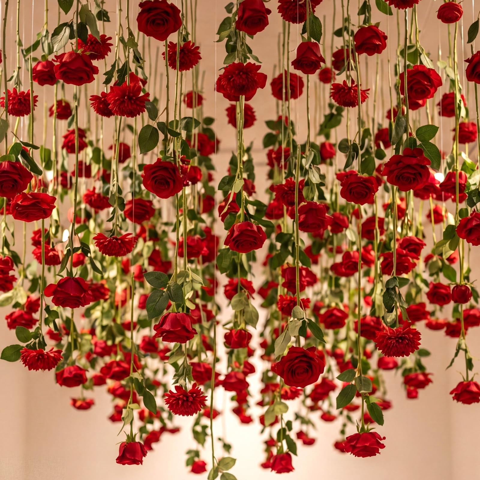 120 Pack Red Roses Artificial Flowers Bulk Hanging Floating Garland Fake Red …
