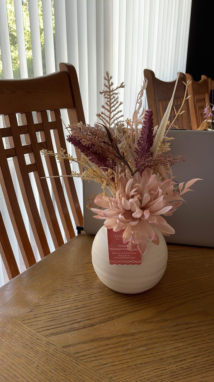 Ashland Spring/Autumn Flower Arrangement In Ceramic Pot NEW W/TAG Neutral 14”