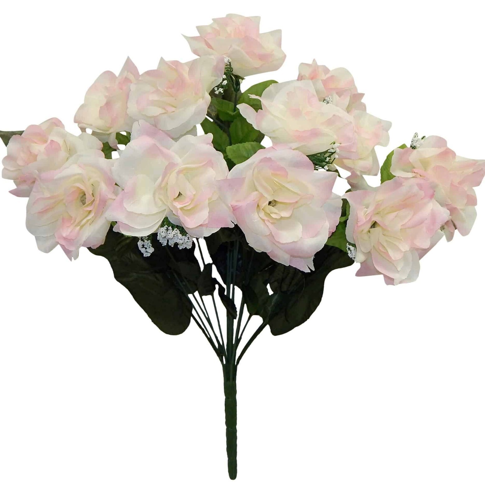 Open Rose Bush 12 Stems 21in Blue