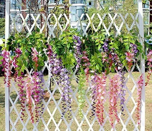 DearHouse 12 Pack 1 Piece 3.6 Feet Artificial Fake Wisteria Vine Ratta Hanging