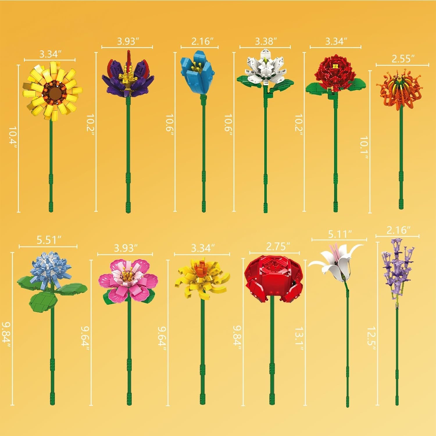 Flowers Bouquet Building Set Creative Artificial Wildflowers Botanical