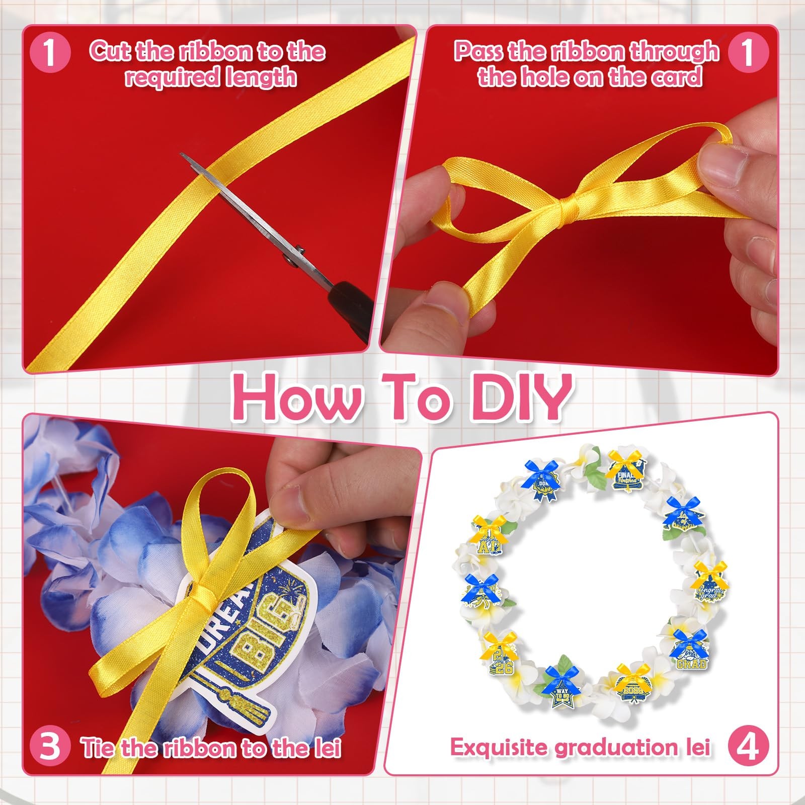 Hawaiian Leis for Graduation 2026, Artificial Plumeria Flower Wreath with Blu…