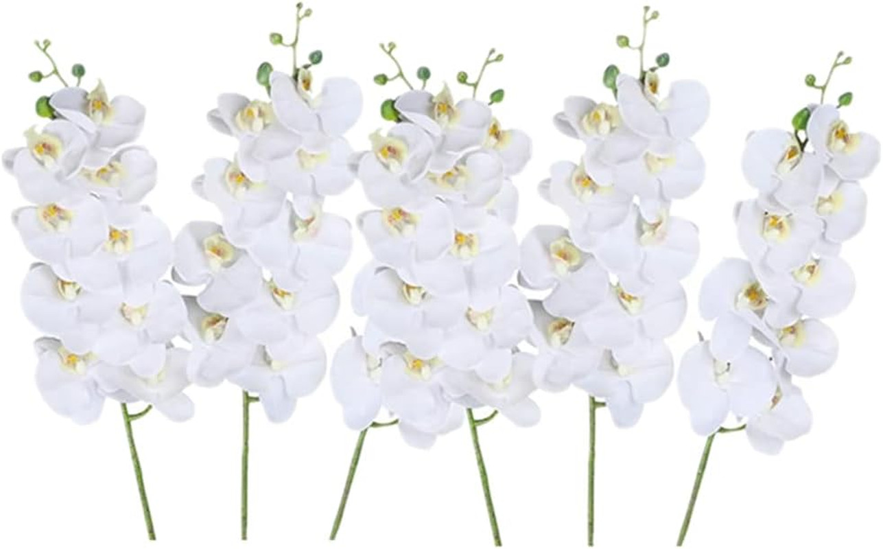 27inch Tall Artificial Phalaenopsis Flowers 6 Pcs White Artificial Orchid Flower