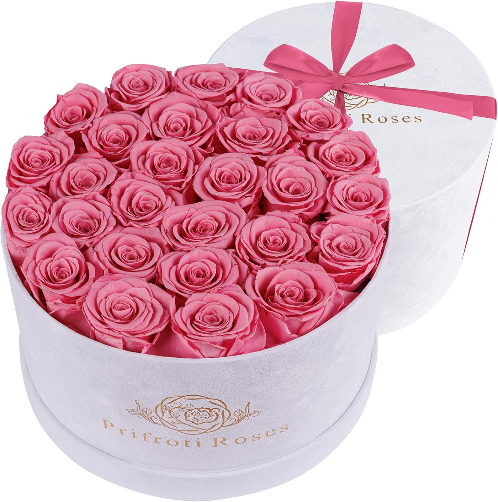 Preserved Roses Gift Box 27 Flowers in Suede Box Long-Lasting Mother’s Day Pink