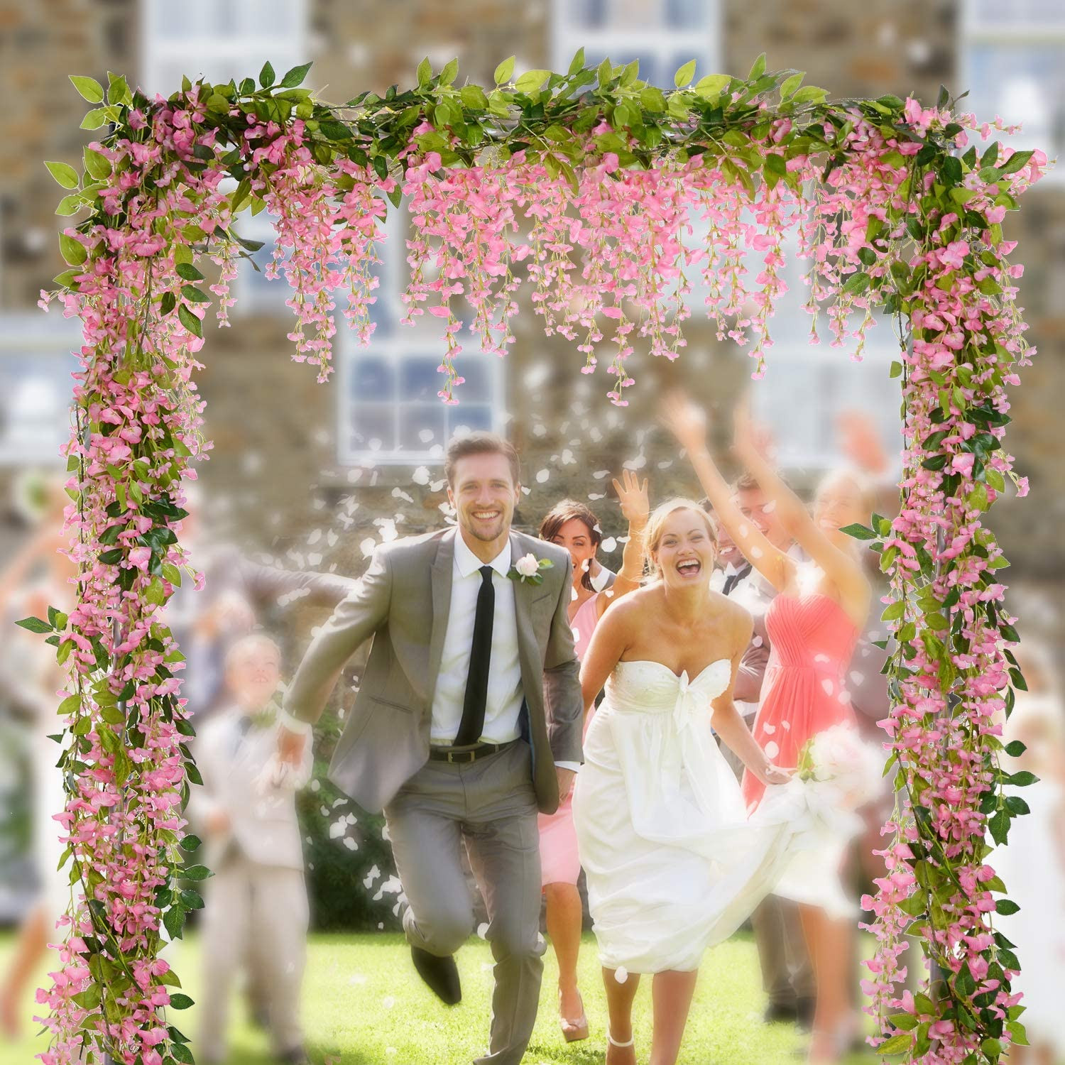 4 Pc Wisteria Artificial Flowers Garland 28.8Ft Silk Vine for Wedding Home D�Cor