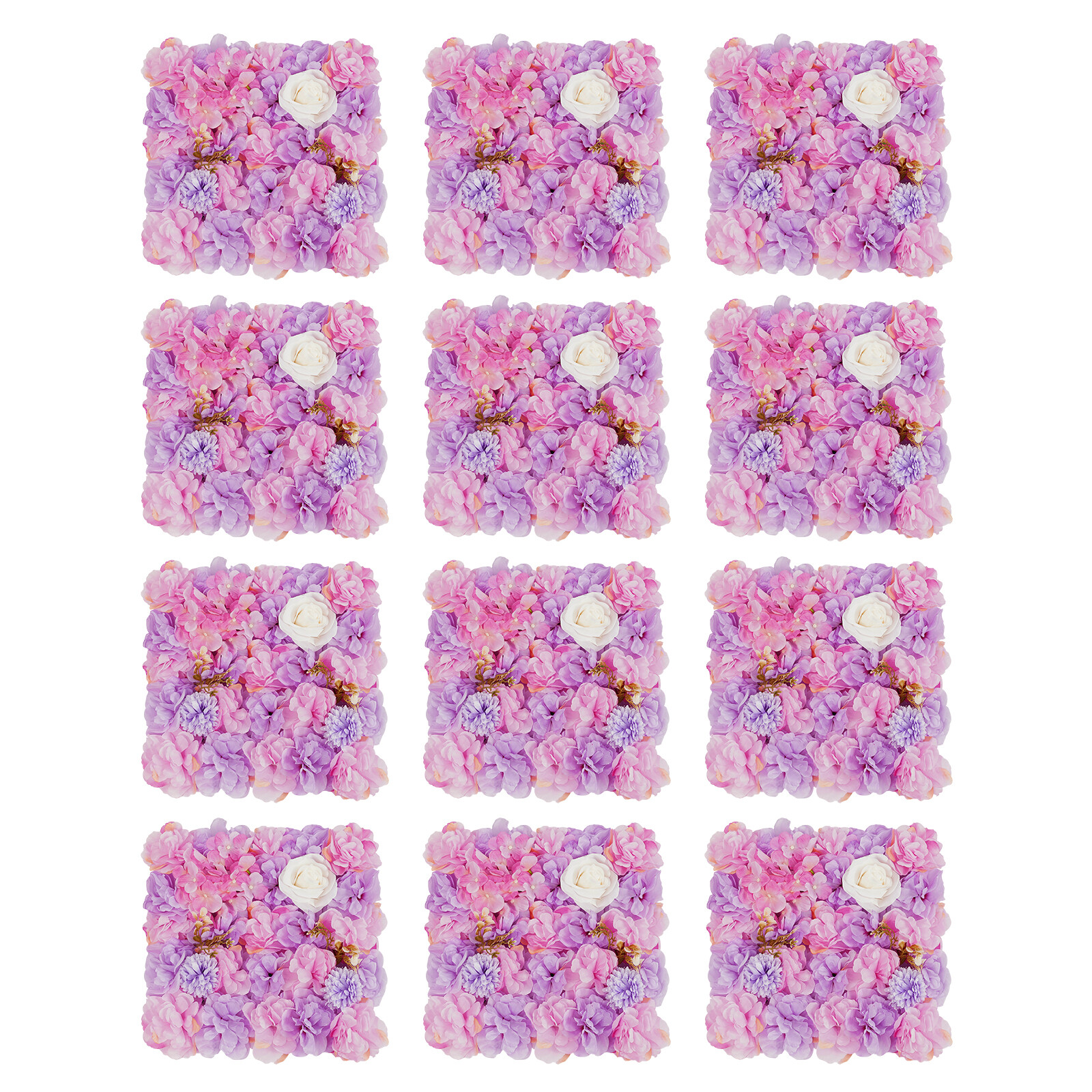 12pcs 3D Artificial Flower Wall Panels for Home & Wedding Decor