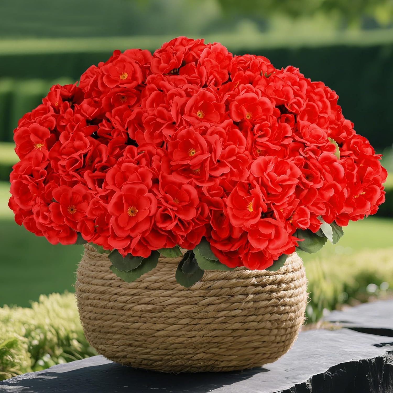 8 Pcs Artificial Geranium Flowers for Outdoors Geranium Silk Red Flower Outdoor
