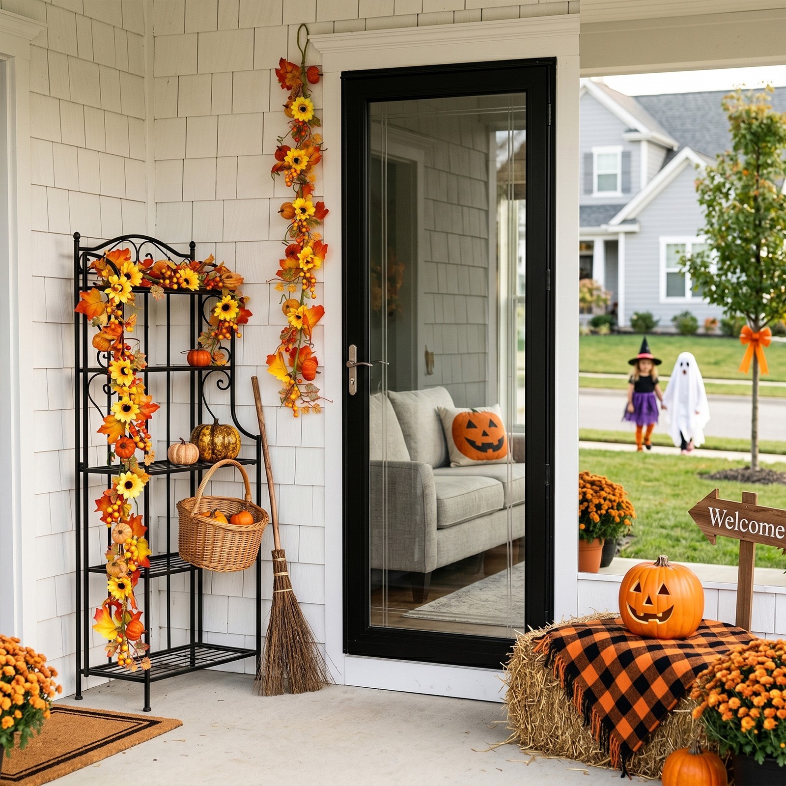 51.18 Inch Decorative Sunflower Pumpkin Garland for Indoor Autumn Display