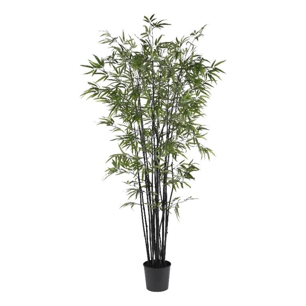 Nearly Natural 6.5ft Black Bamboo Silk Tree in Green