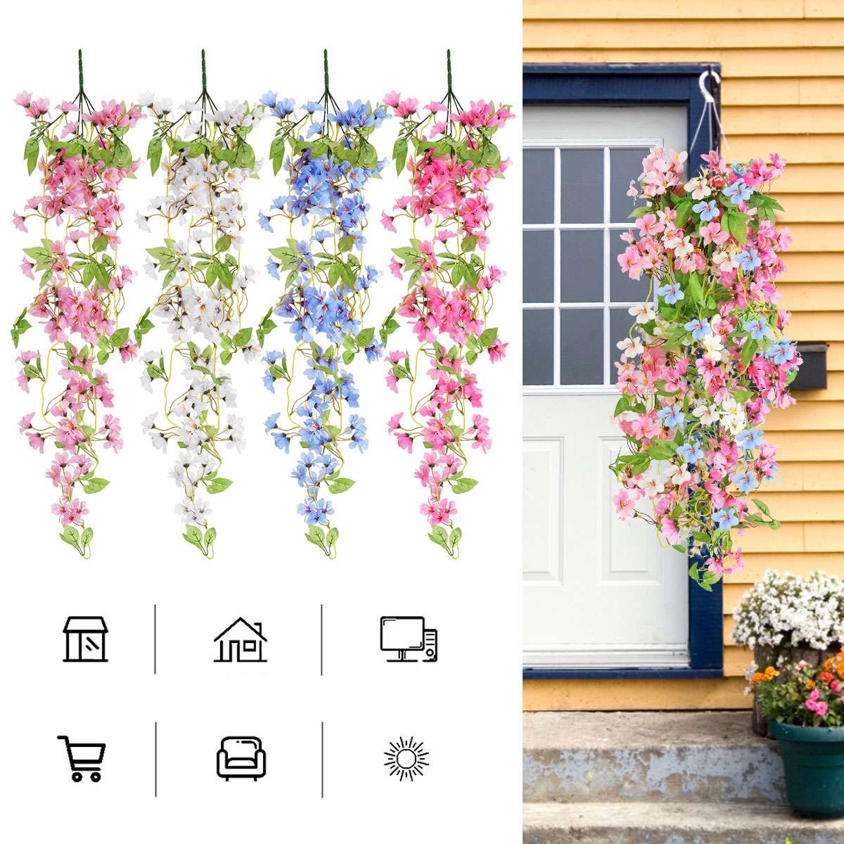 Artificial Fake Flowers Vine Garland Hanging Plants Home Wedding Xmas Wall Decor